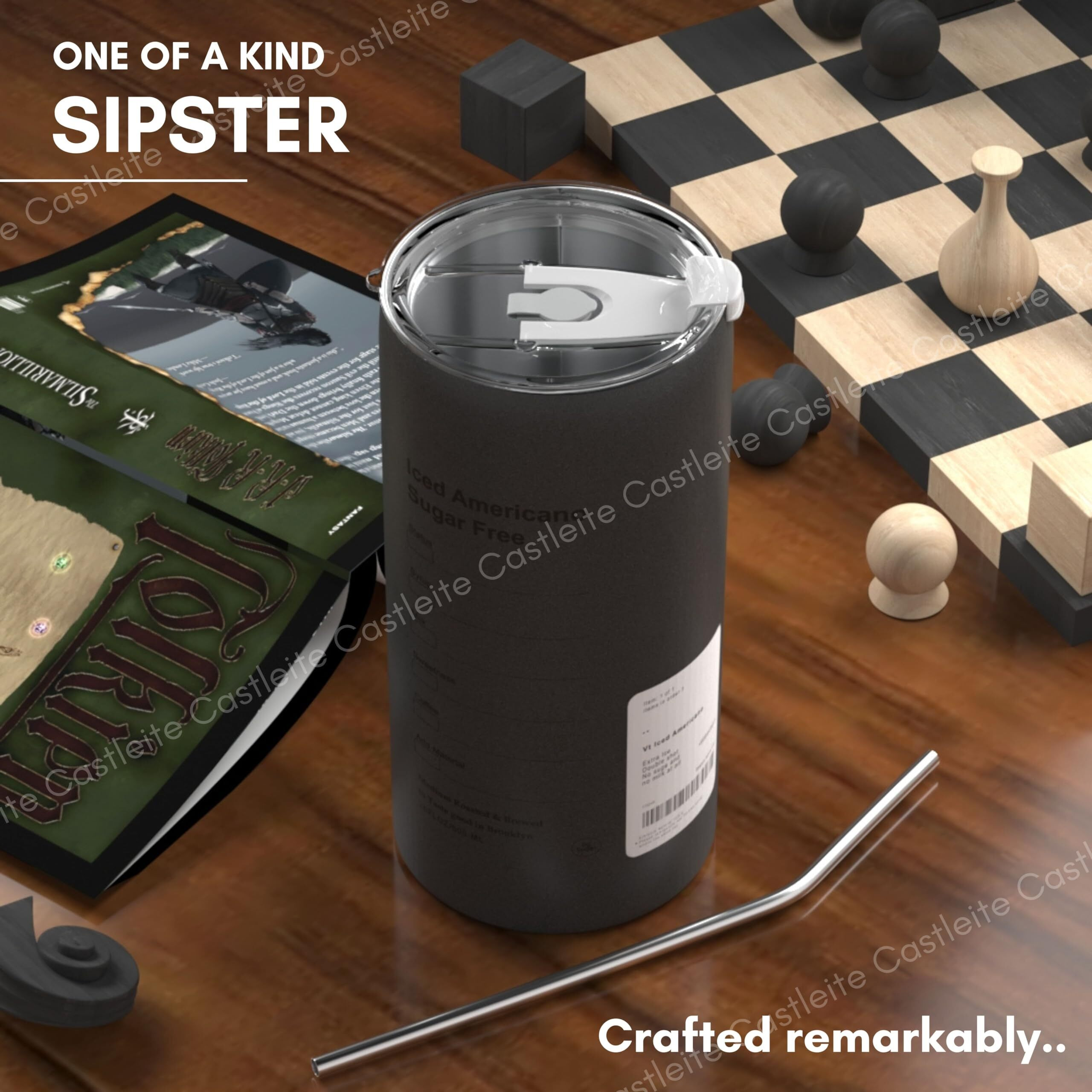 Castleite Sipster Travel Coffee Mug 6 & 8 Hours Hot & Cold 600Ml Vacuum Insulated Stainless Steel Sipper With Straw & Spill-Proof Flip Lid, Double Walled - Vogue Portable Companion (Titanium Twilight)