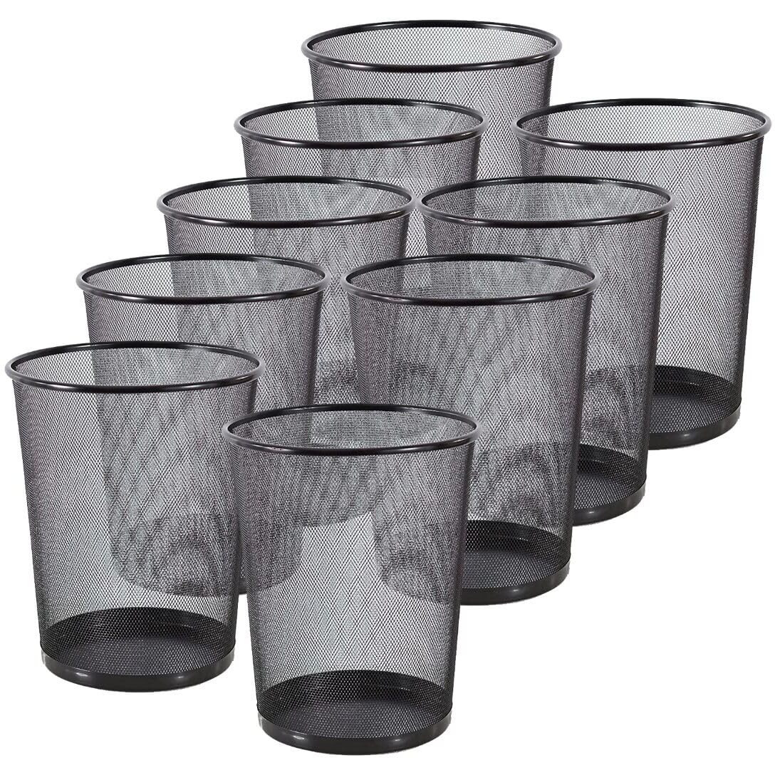 Goodwill Tech Open-Top Cylindrical Metal Mesh Recycling Dustbins- Waste Basket For Home/Office/Coffee Shop/Hotel Non-Toxic - Black (Set Of 9, Large (19L))
