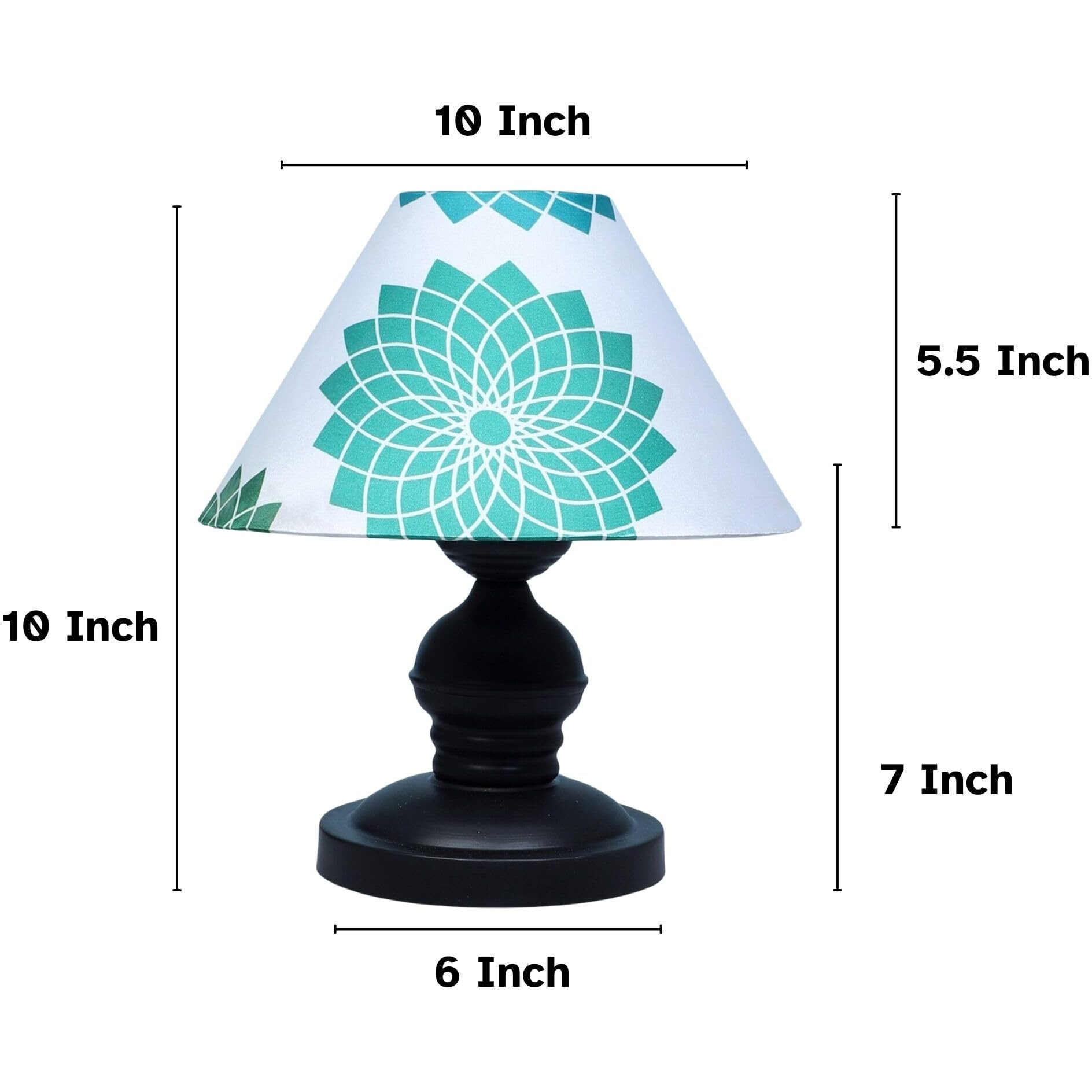 Tu Casa Urban Radiance Black Metal Table Lamp For Home Decoration, Bedroom, Living Room, Lounge, Office, Festival Gifting, Study Table (Dahlia Floral Print With Satin Shade) H - 10" / No Blub