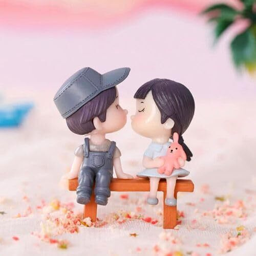 Go Hooked Couple Figurines Kiss Dolls Sitting Seat Landscape Romantic Couple Figurines For Cake Decoration|Home Decor Miniatures| Birthday Gifts |Valentine's Day Gifts