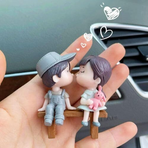 Go Hooked Couple Figurines Kiss Dolls Sitting Seat Landscape Romantic Couple Figurines For Cake Decoration|Home Decor Miniatures| Birthday Gifts |Valentine's Day Gifts