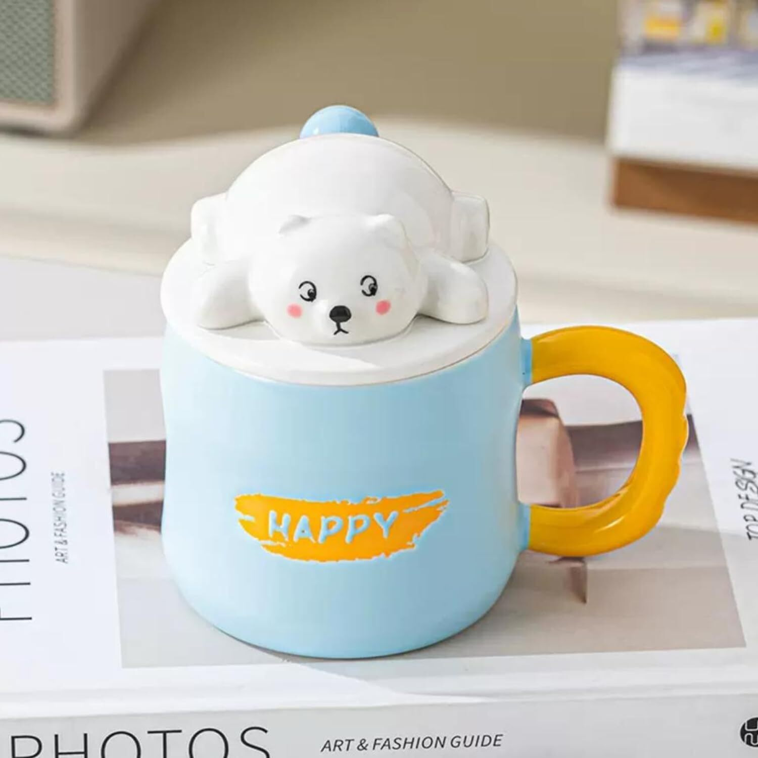 Nyrwana Coffee Mug, Gift Items For Women, Birthday Gift For Girlfriend, Mugs For Gift, Unique Gift For Women, Cups And Mugs, Gift For Women Birthday Special, Bear Mug With Lid And Spoon (Blue)