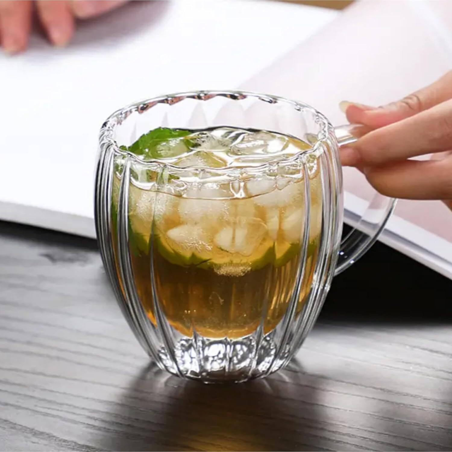 Zroy Enterprise Premium Glass Coffee Mug Tea Cups Set Of 6-215 Ml, Transparent, Glass Cups Set For Coffee, Green Tea, Herbal Tea, Lemon Tea, Milk Cup, Hot/Cold Drinks Cups (6, Belll)