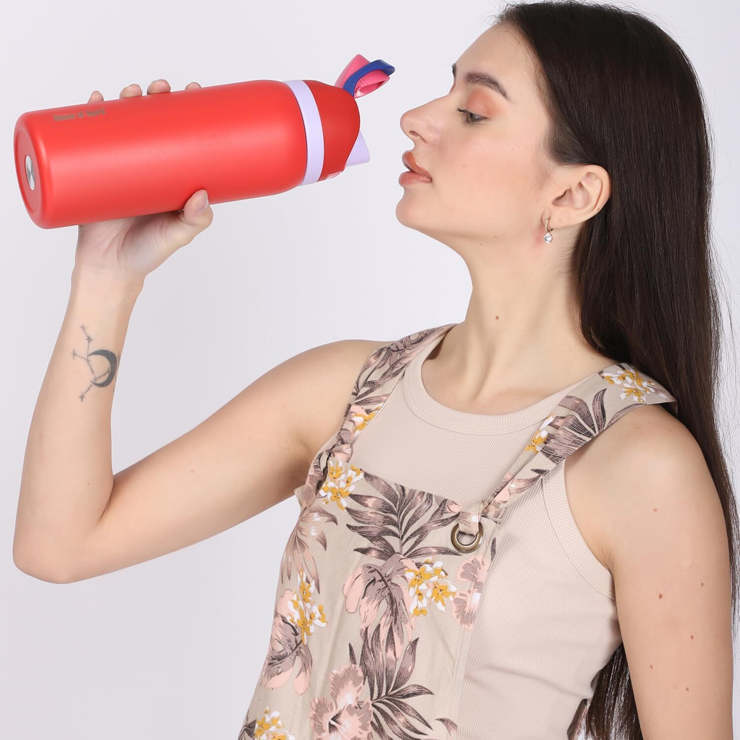 House Of Quirk Sippease Insulated Stainless Steel Water Bottle With Straw For Sports And Travel Bpa-Free 950Ml (Red)