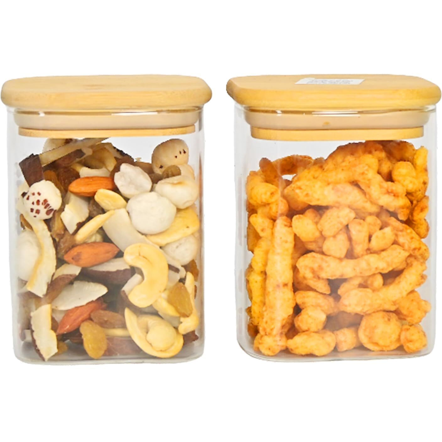 Femora Borosilicate Glass Jars With Wooded Lid| 1 Year Warranty| Multipurpose Airtight Storage Jars For Cookies, Snacks, Spices| Glass Jar 450Ml| Set Of 2| Transparent Glass Jars For Kitchen Storage