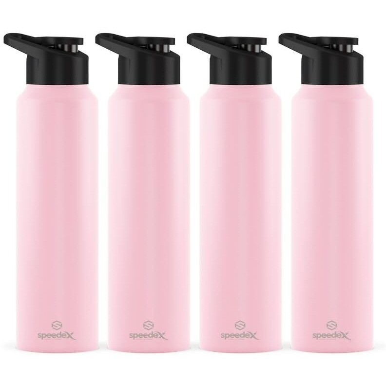 Speedex Stainless Steel Water Bottle 1 Litre, Leakproof Sipper Cap 1 Ltr, Pastel Pink, Bottles 1+ Litre For School, Gym, Office, Boys, Girls, Men, Women, Kids 1Ltr - 1000 Ml - Set Of 4