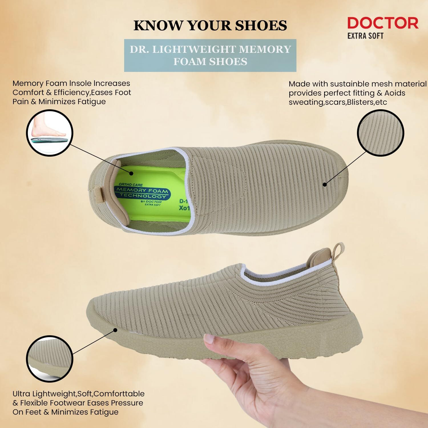 Doctor Extra Soft Lightweight Memory Foam Women's Shoes | Walking,Gym,Training,Running,Casual,Sports,Athletics| Stylish,Flexible,Comfortable| Slip-On,Loafers,Lace-Up,Sneaker For Ladies & Girls D-1004