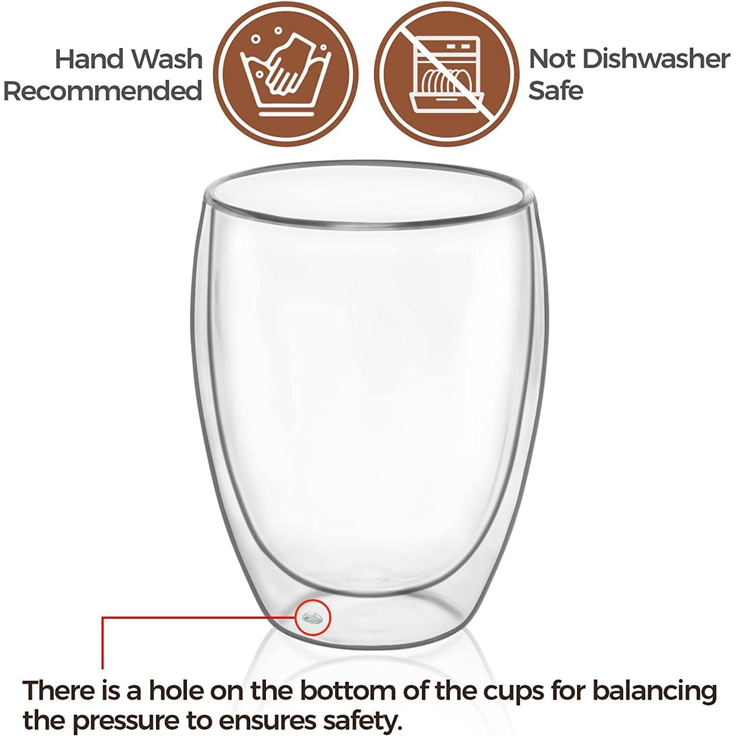 Zroy Enterprise Double Wall Glass 350Ml Set Of 4 Coffee Cups - Double Walled Glass Mugs For Hot & Cold Drinks Coffee Tea Milk Cappuchino Juice (4, 350Ml Cup)