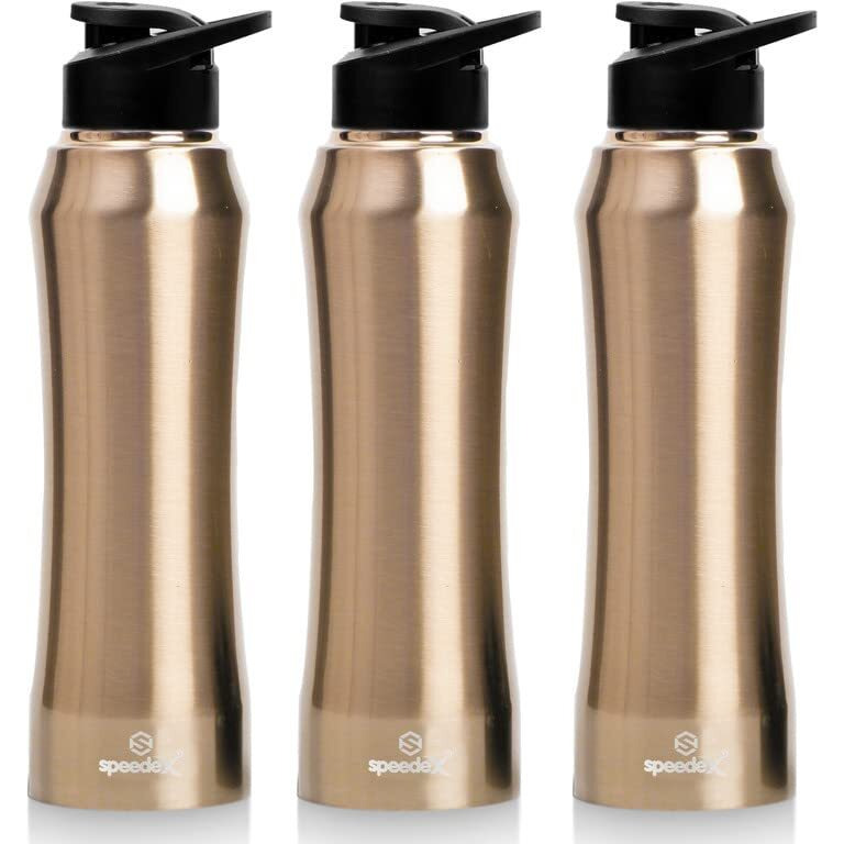 Speedex Stainless Steel Water Bottle 1 Litre, Leakproof Sipper Cap 1 Ltr, Copper Gold, Bottles 1+ Litre For School, Gym, Office, Boys, Girls, Men, Women, Kids, Fridge 1Ltr - 1000 Ml - Set Of 3