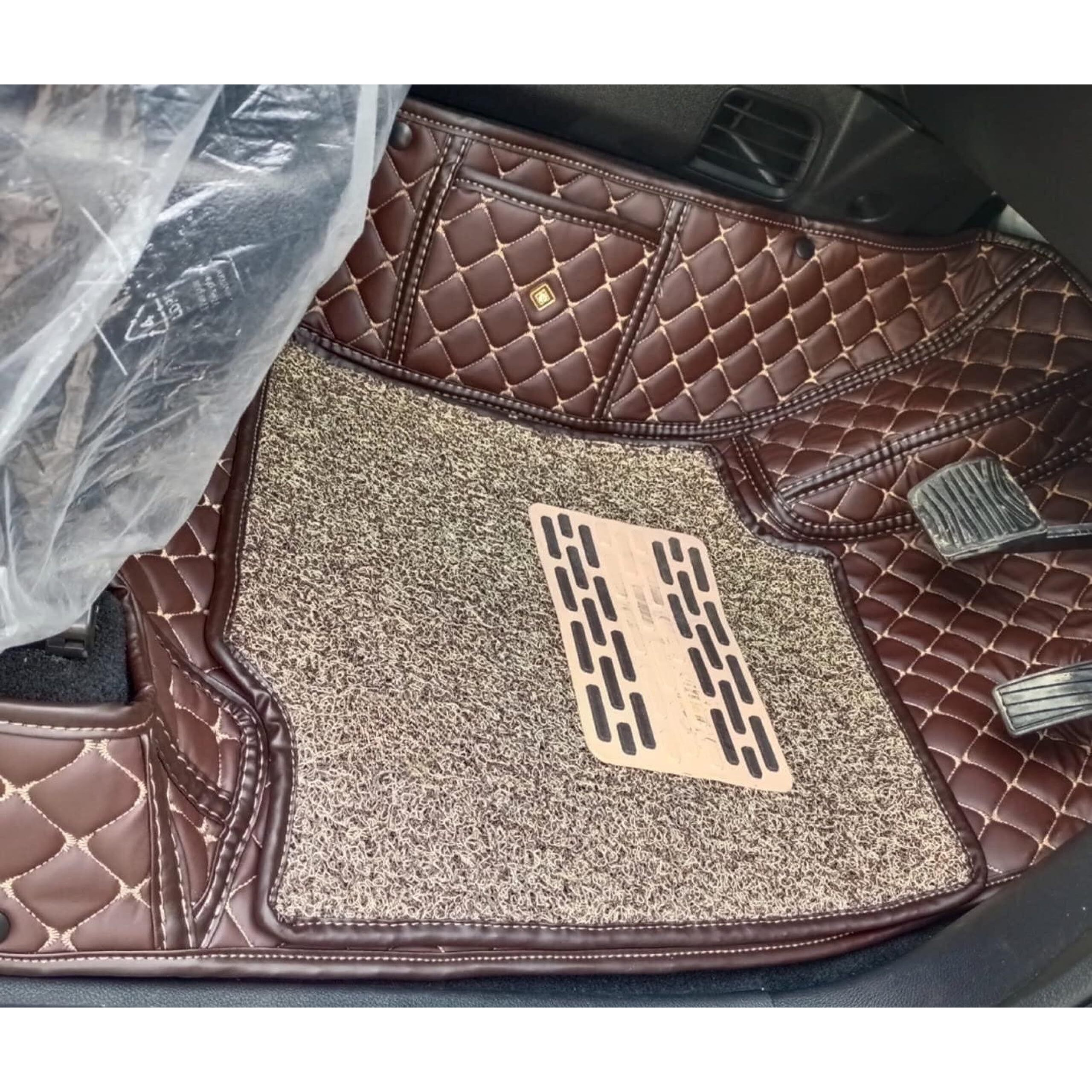 7D Mat For Maruti Suzuki Evx || Luxury Leatherite Double Layer Mat || Custome Fit Complete Set (Coffee With Beige Thread)