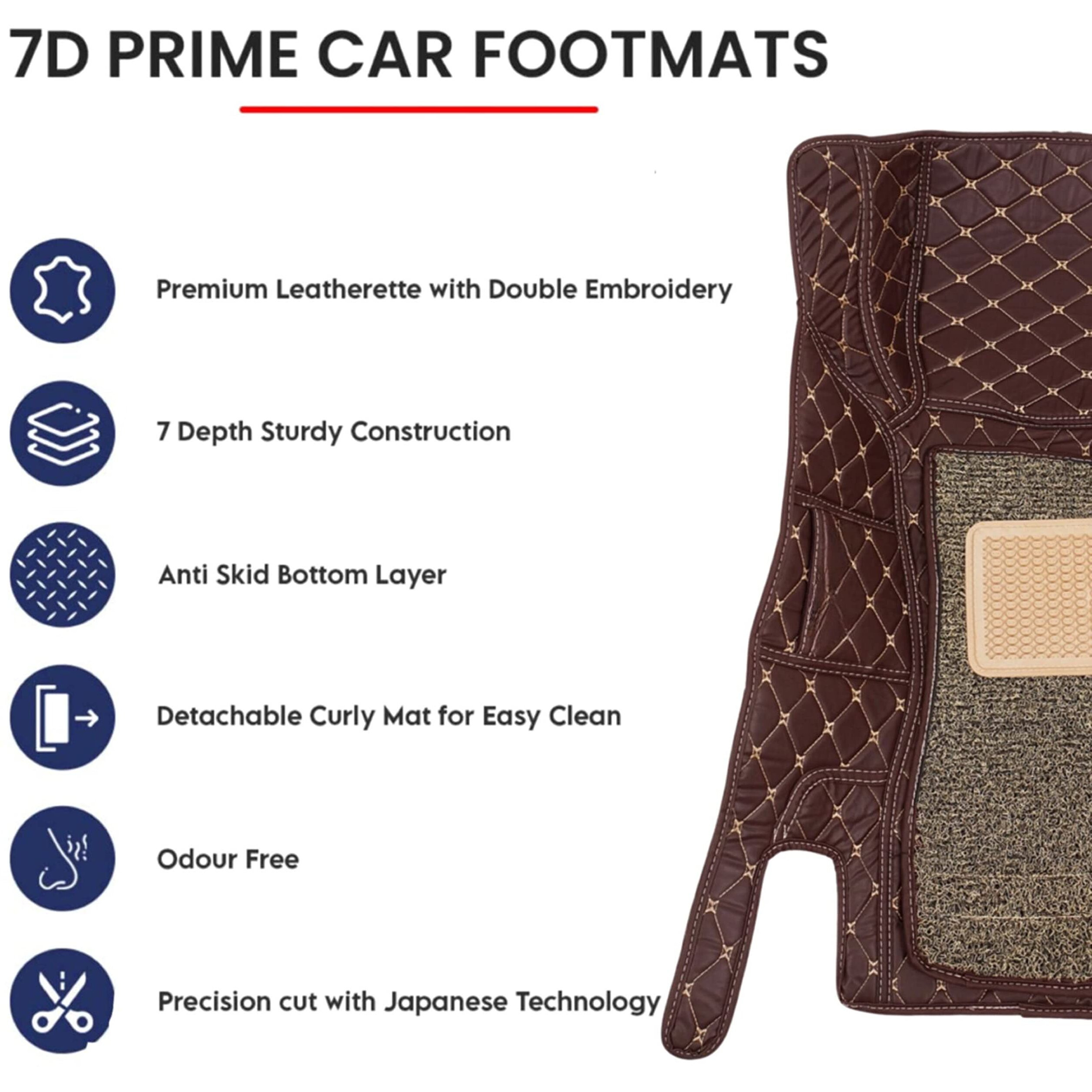 7D Mat For Maruti Suzuki Evx || Luxury Leatherite Double Layer Mat || Custome Fit Complete Set (Coffee With Beige Thread)