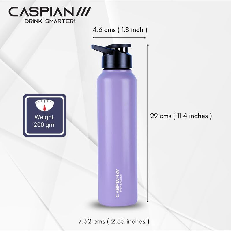 Caspian /// Hike Stainless Steel Sipper Water Bottle (Light Purple & Sky Blue, 1 Litre, Set Of 2)| Leak Proof Thunder For Fridge Home Office Travel School Kids Boys Girls Adults Sports Gym Yoga