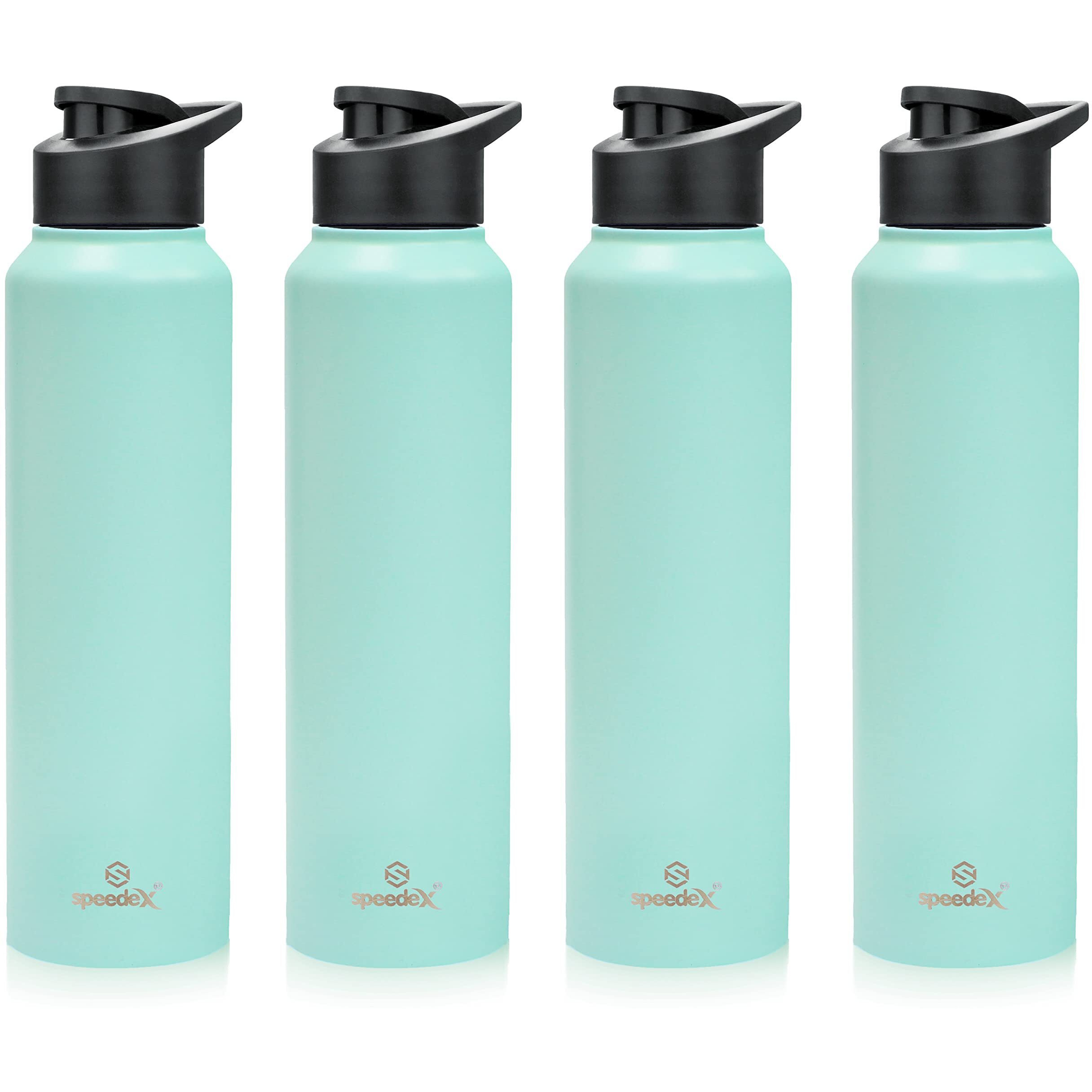 Speedex Stainless Steel Water Bottle 1 Ltr For Kids, Boys, Girls, 1 Litre Bottles For Gym, Sports, Fridge Use, School & Office - 1000Ml, Pastel Green Colour, Set Of 4, Sipper Cap