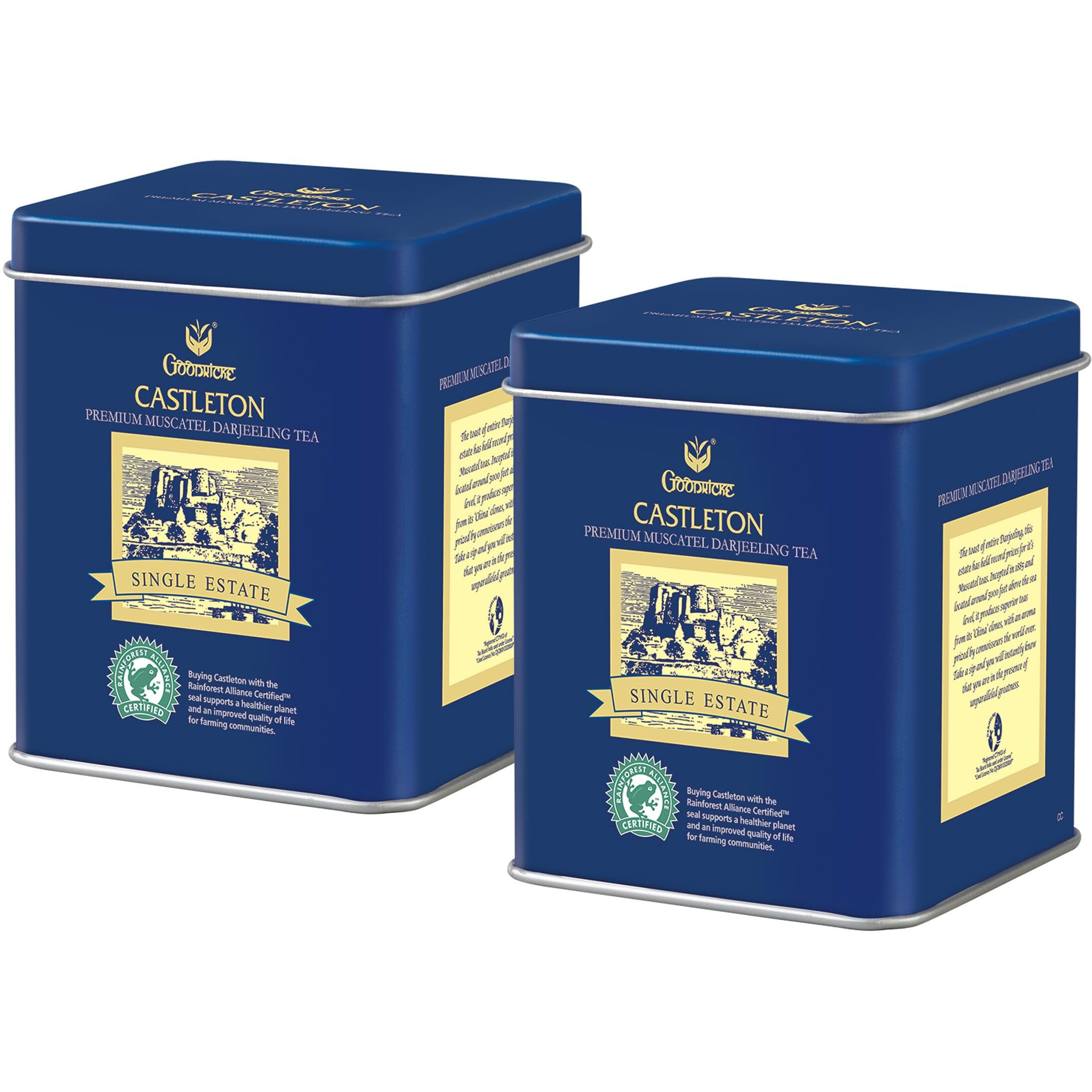 Goodricke Castleton Muscatel Darjeeling Tea - 100Gm (Pack Of 2) | Single Estate Whole Leaf Tea | 100% Pure & Original Loose Leaves Chai | Premium Flavoured Black Tea With Long Lasting Taste