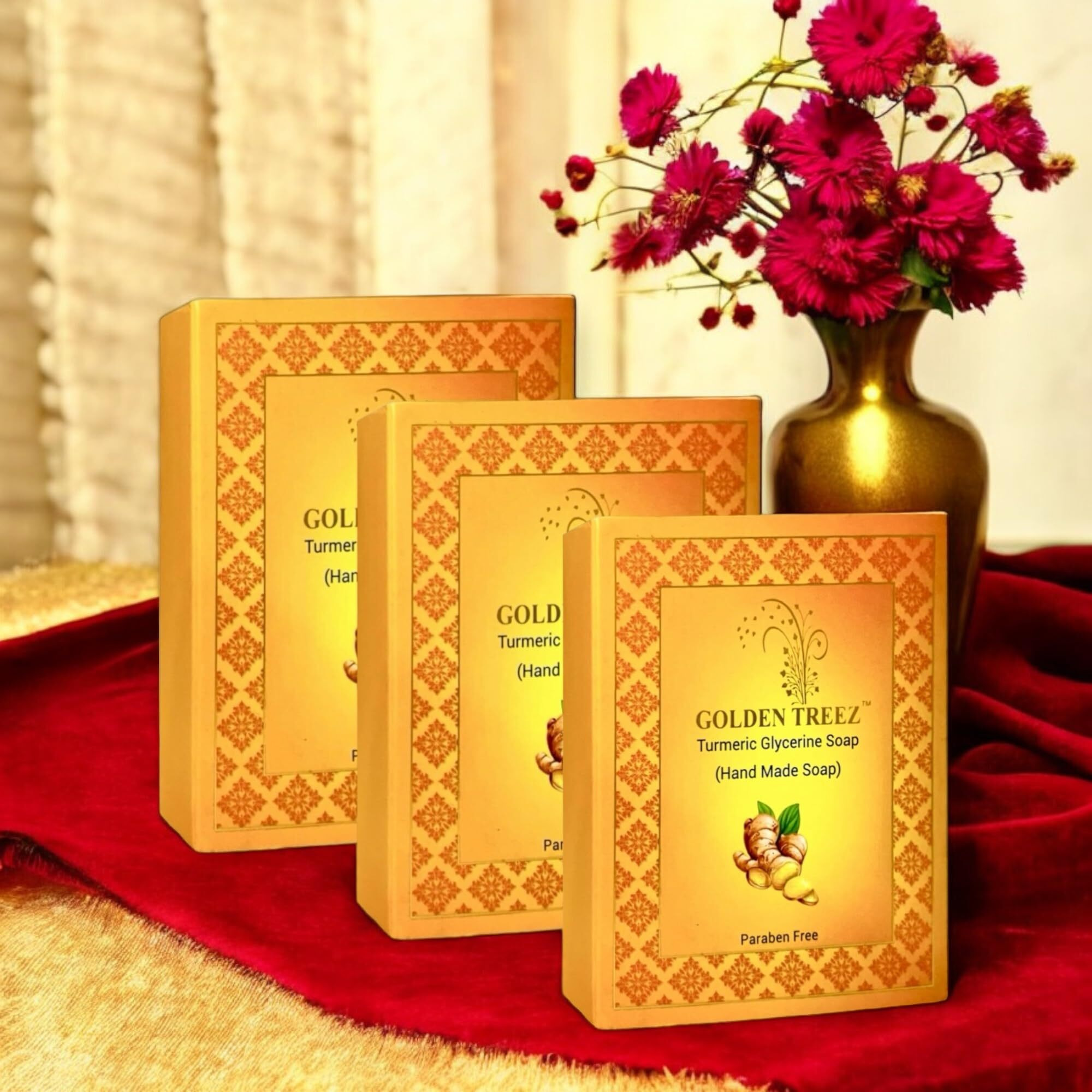 Golden Treez Turmeric Handmade Bath Soap For Tan Removal, Acne (Pimples) Natural, Bathing Soap For Men And Women-115 Gm (Pack Of 3)