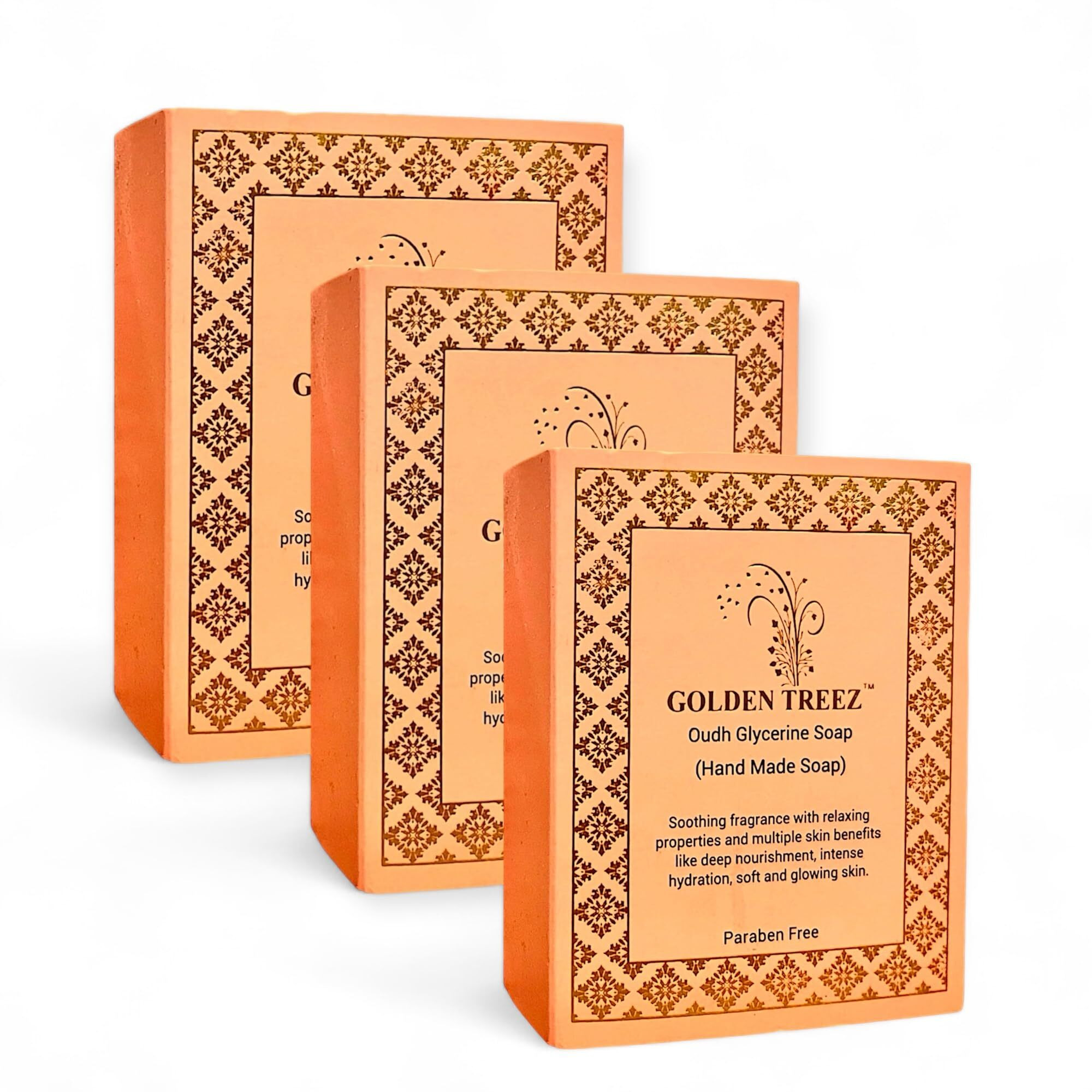 Golden Treez Oudh Handmade Bath Soap With Goat Milk For Tan Removal Natural, Bathing Soap For Men And Women-115 Gm (Pack Of 3)