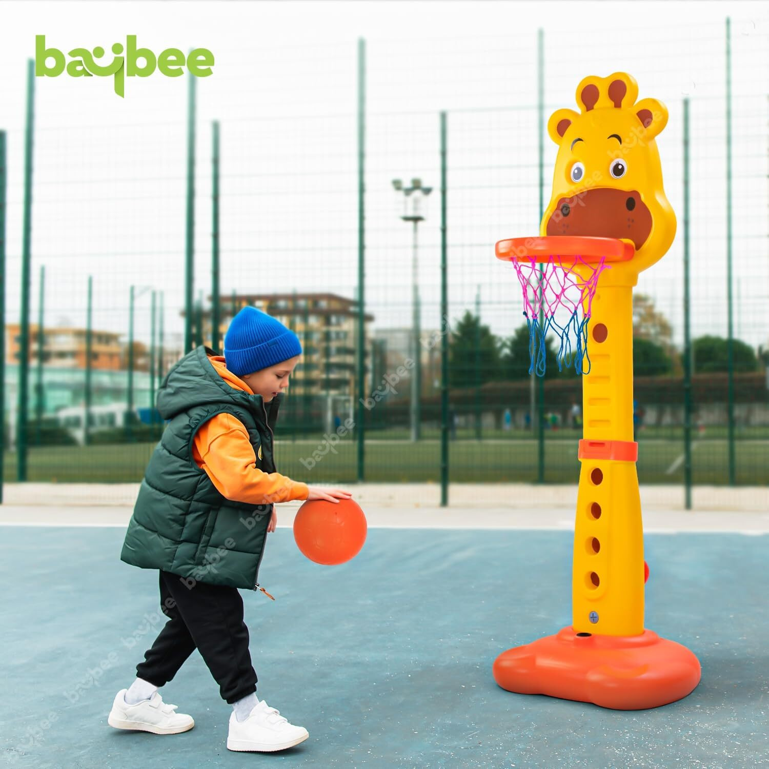 Baybee Multi Activity Sports Basketball For Kids/Outdoor & Indoor Games For Kids/Adjustable Basketball Set Toys With Ball |Basketball Stand Set Toys Kids Basket Ball For Babies (Basketball)