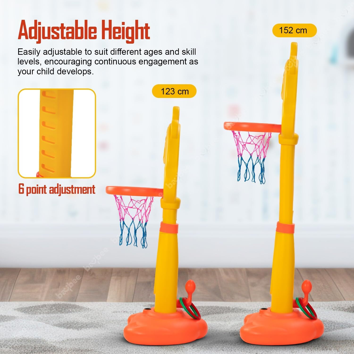Baybee Multi Activity Sports Basketball For Kids/Outdoor & Indoor Games For Kids/Adjustable Basketball Set Toys With Ball |Basketball Stand Set Toys Kids Basket Ball For Babies (Basketball)