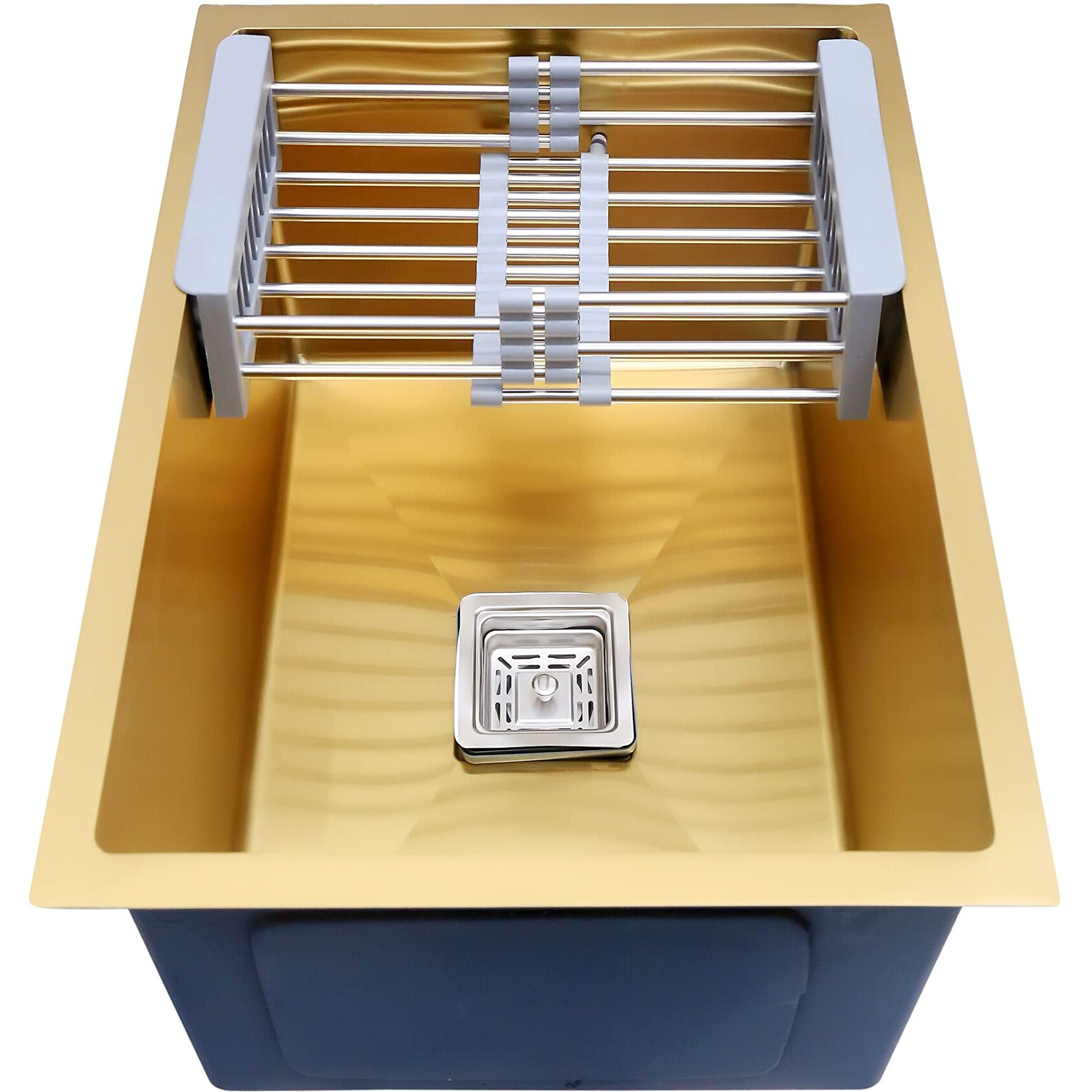 Crocodile 304 Grade Single Bowl Stainless Steel Handmade Kitchen Sink (18&quotX16&quotX10" Gold)