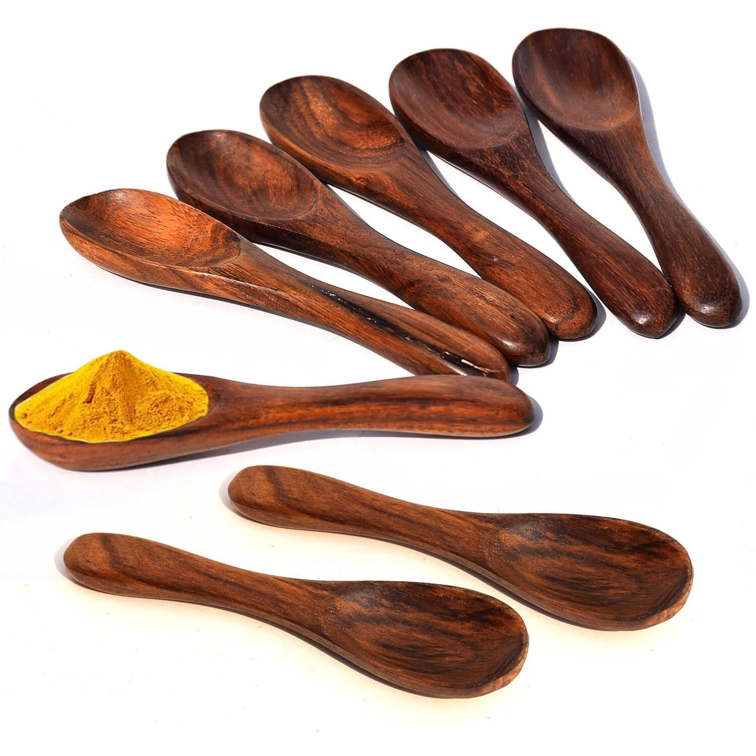 Pure Source India Wooden Masala Spoon For Small Containers, Handmade Wooden Spoon For Tea, Coffee, Sugar, Condiments & Spices, Set Of 24 (4 Inch)