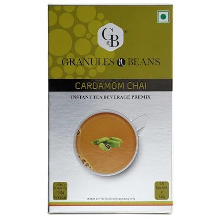 Granules N Beans Cardamom Chai Instant Tea Premix - (10 Sachet X 14G 140G)