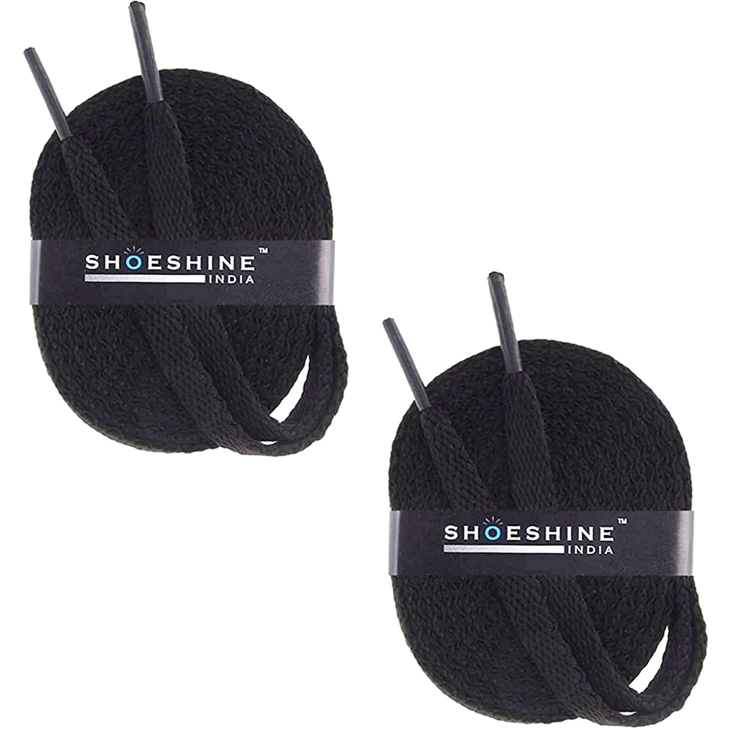 Shoeshine Black Shoe Lace Sneakers And Sports Shoelace Black Color Shoes Laces - 90Cm (Pack Of 2 Pairs) 4 Piece Shoe Laces