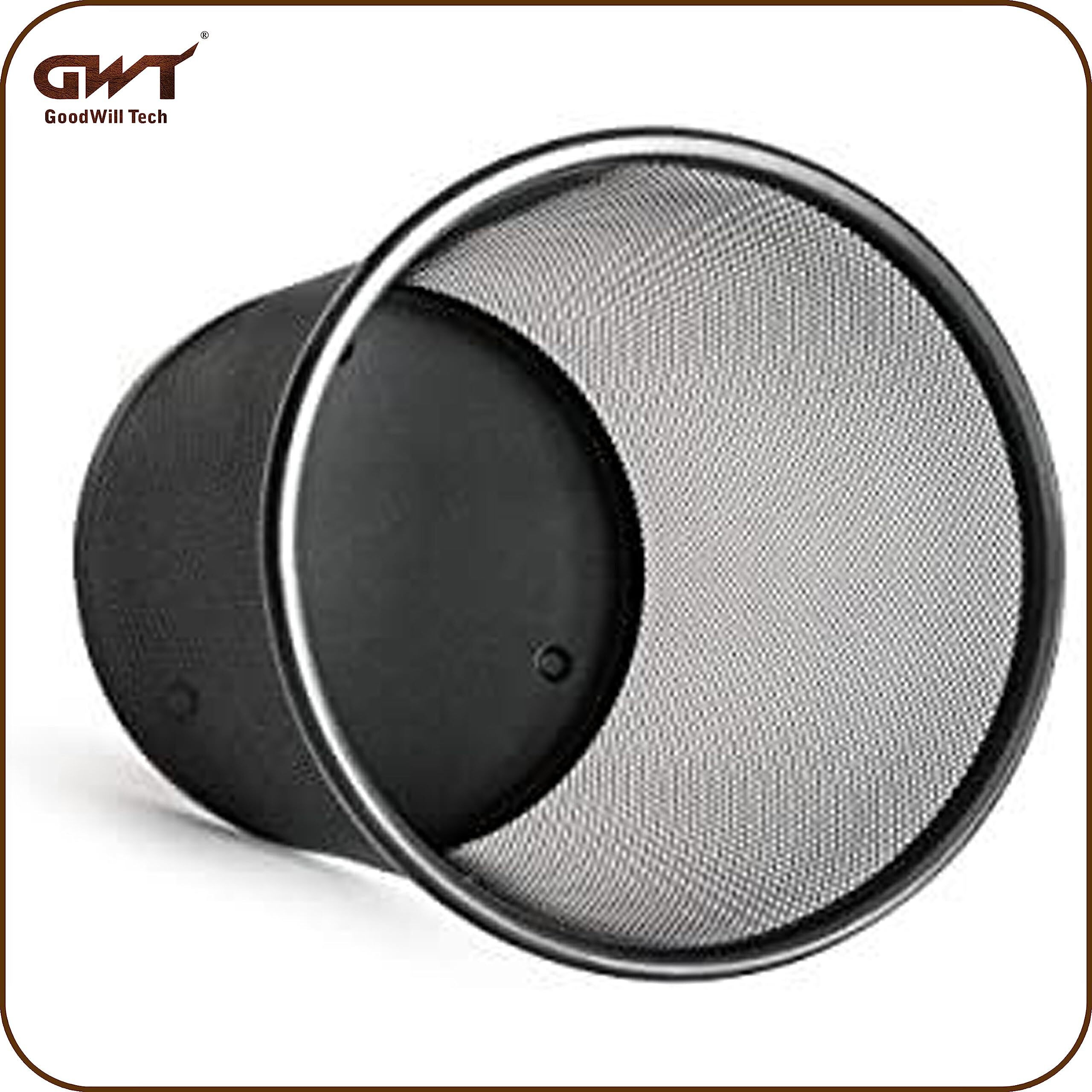 Goodwill Tech Open-Top Cylindrical Metal Mesh Recycling Dustbins- Waste Basket For Home/Office/Coffee Shop/Hotel Non-Toxic - Black (Set Of 8, Medium (13L))