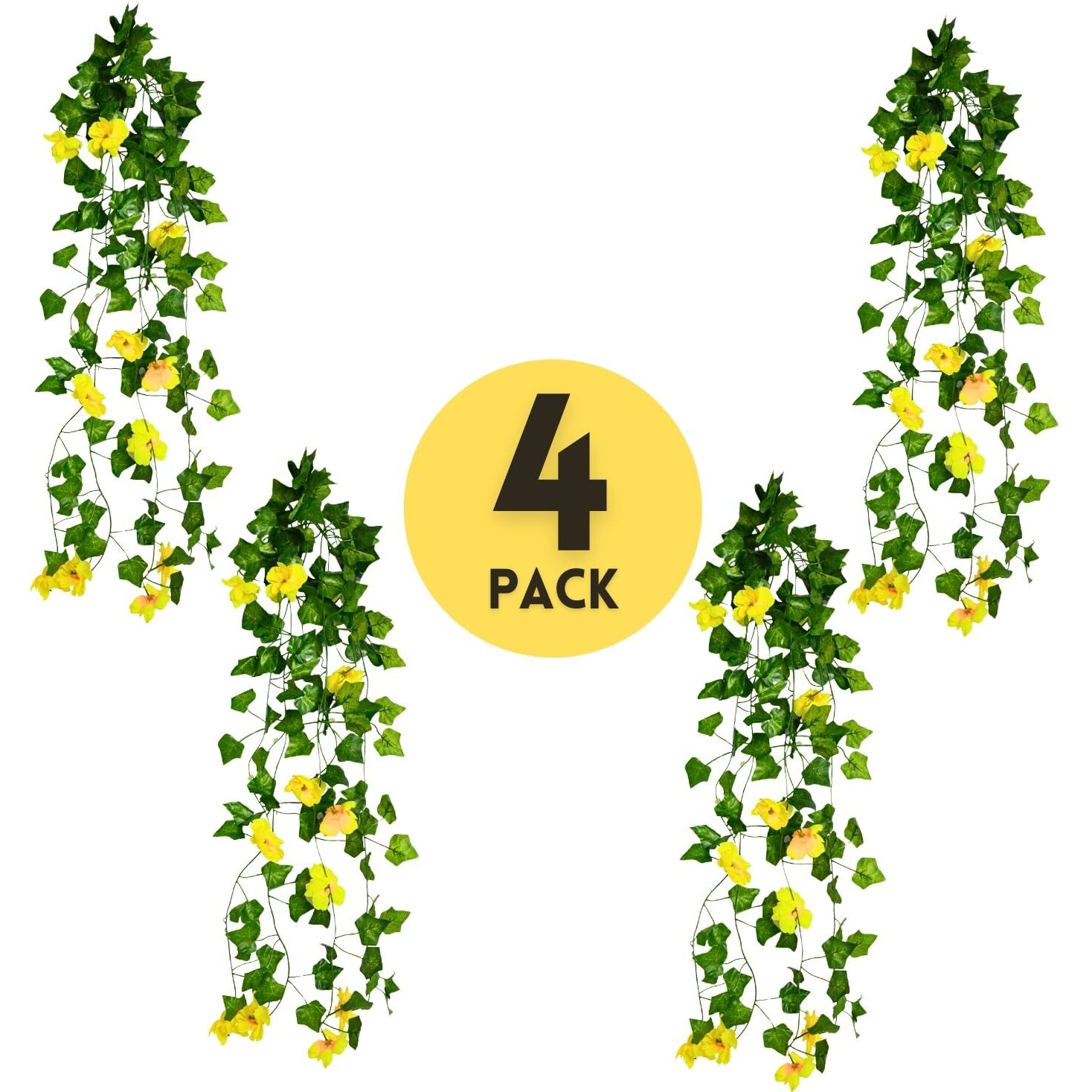 Decorebugs Artificial Flower Plants Leaves Hanging Ivy Garlands Plant Greenery Vine Creeper Home Decor Door Wall Balcony Decoration Party Festival Craft (Pack Of 4)