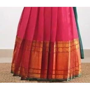 Zerico Women's Indian Traditional Kanjivaram Kanchipuram Silk Pure Zari Weaving Lehenga Choli And Havay Zari Work Dupatta With Blouse (All Unstitched) (Half Saree) (Rani-Rama)