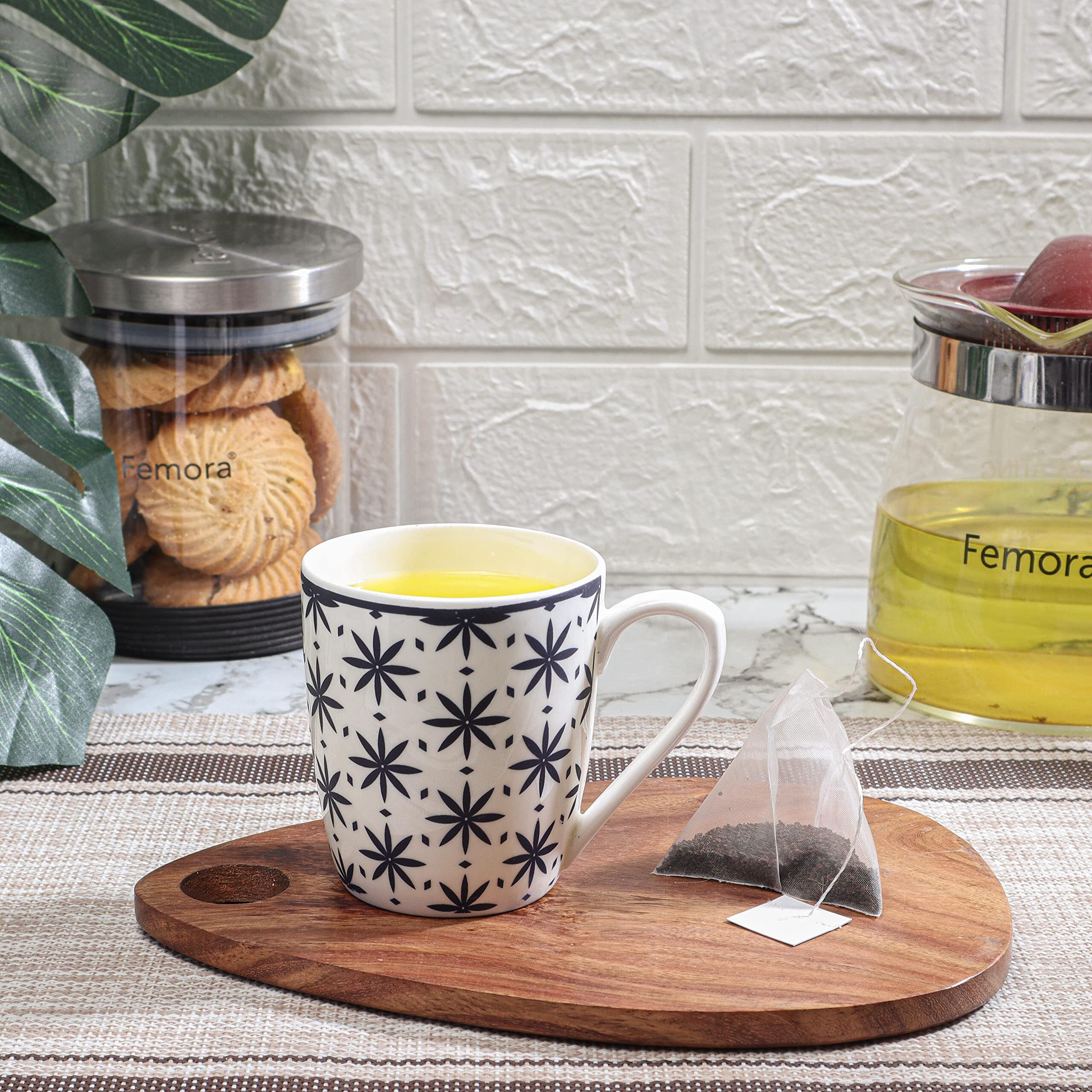 Femora Season Collection Blue Petals,6Pcs, 150 Ml Tea Cup - Ceramic