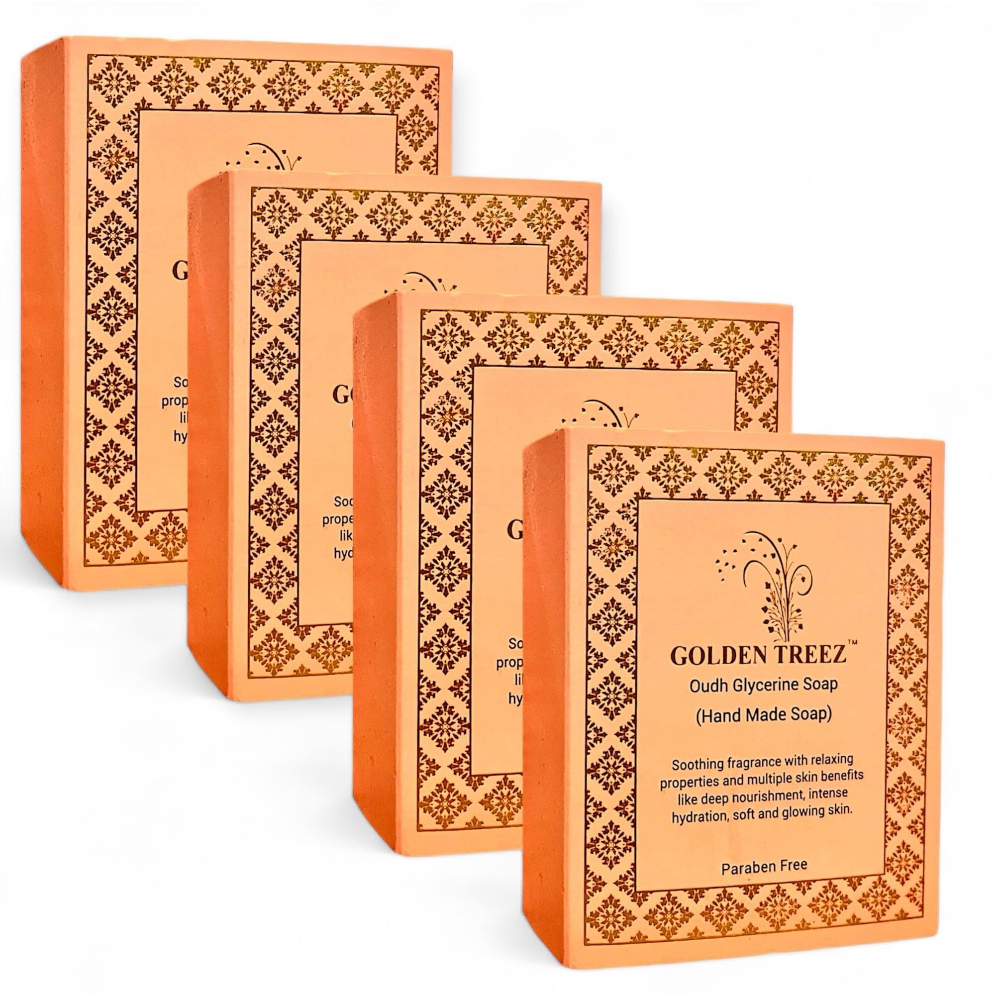 Golden Treez Oudh Handmade Bath Soap With Goat Milk For Tan Removal Natural, Bathing Soap For Men And Women-115 Gm (Pack Of 4)