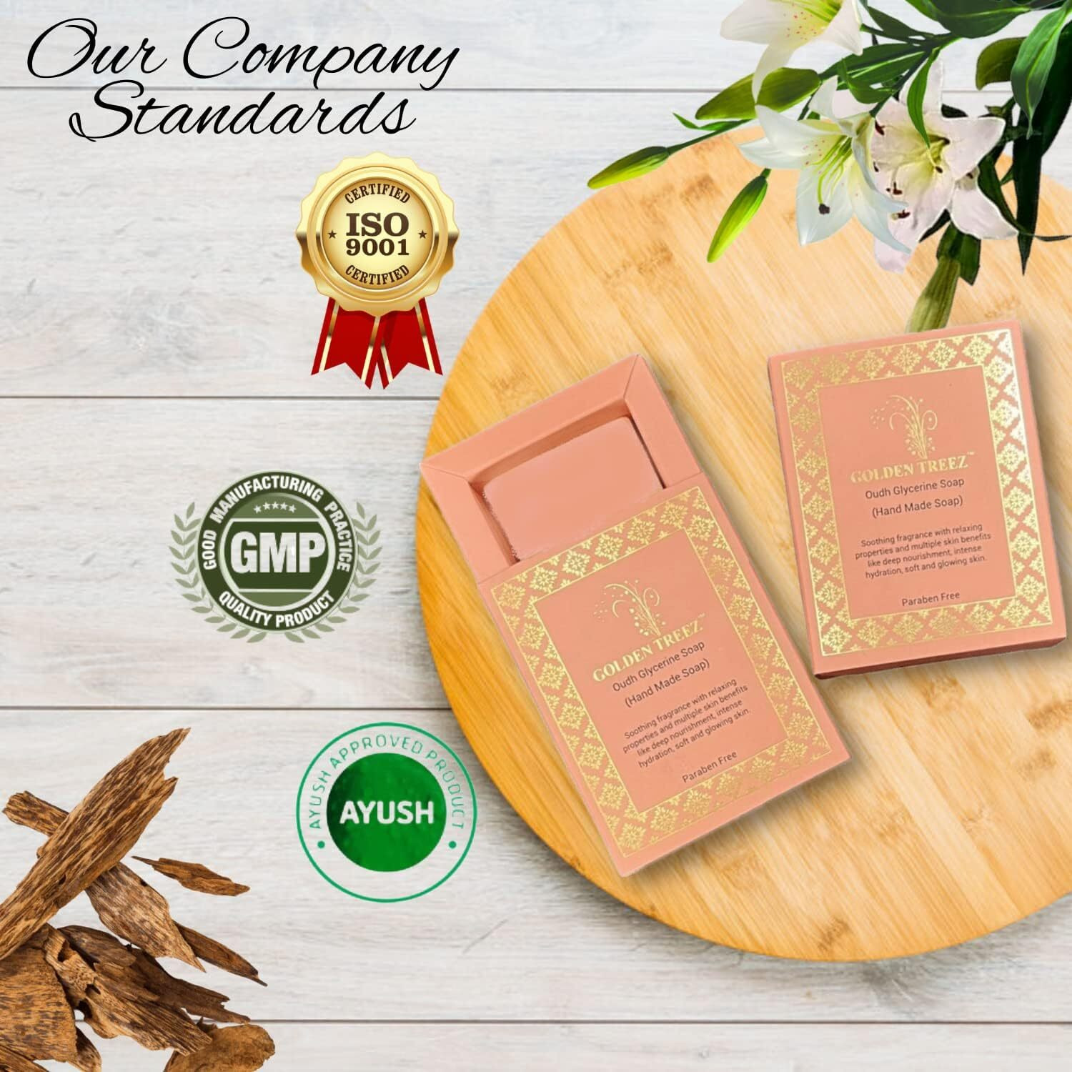 Golden Treez Oudh Handmade Bath Soap With Goat Milk For Tan Removal Natural, Bathing Soap For Men And Women-115 Gm (Pack Of 4)