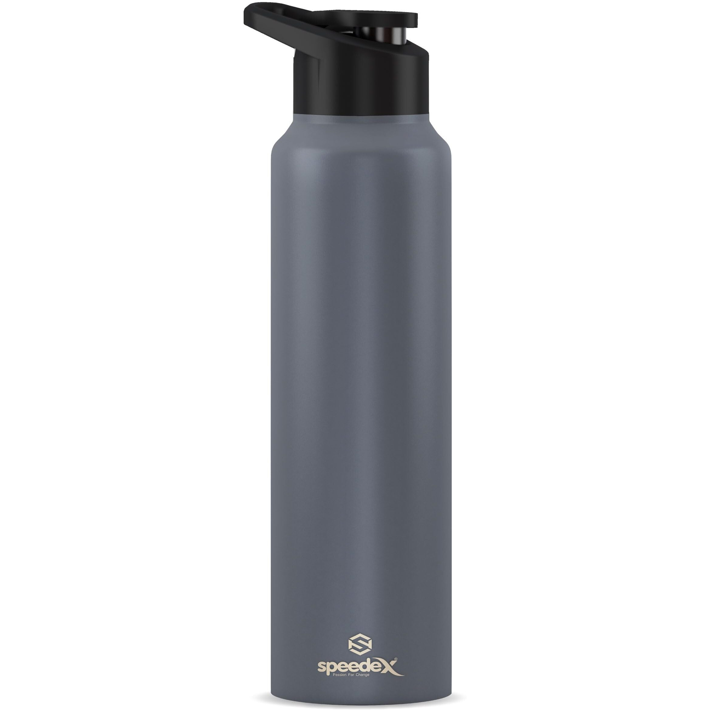 Speedex Stainless Steel Water Bottle 1 Litre, Leakproof Sipper Cap 1 Ltr, Dark Grey, Bottles 1+ Litre For School, Gym, Office, Boys, Girls, Men, Women, Kids 1Ltr - 1000 Ml - Set Of 4