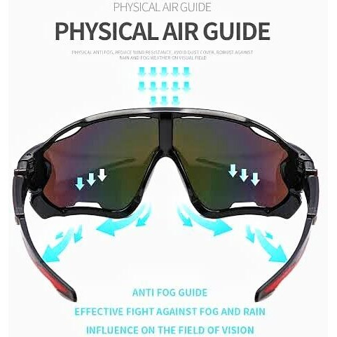 Huvora  Sports Mirrored Wraparound Sunglasses For Cycling Cricket Riding Trekking || Hydrophobic || Full Coverage || Uv 400 Protection || Free Case Box (Neon)