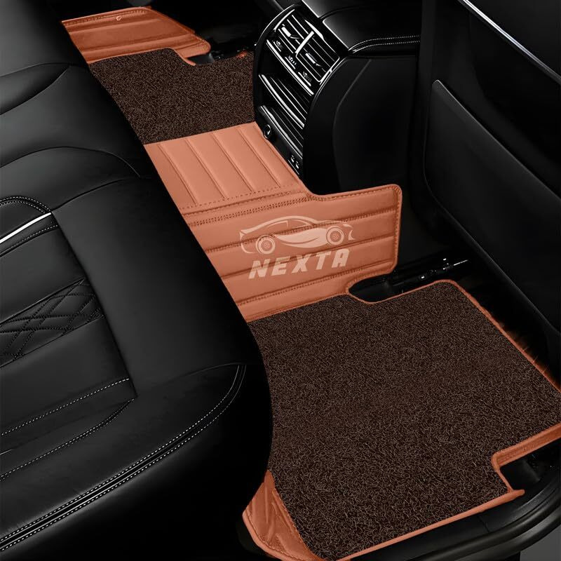 10D Premium Imported Car Floor Mat For Bmw X7 Model (2020-2024) Ii Elegant Look Ii 100% Waterproof And Dust Proof Ii Luxury Leather With Grass Mats (Colour - Tan With Coffee)