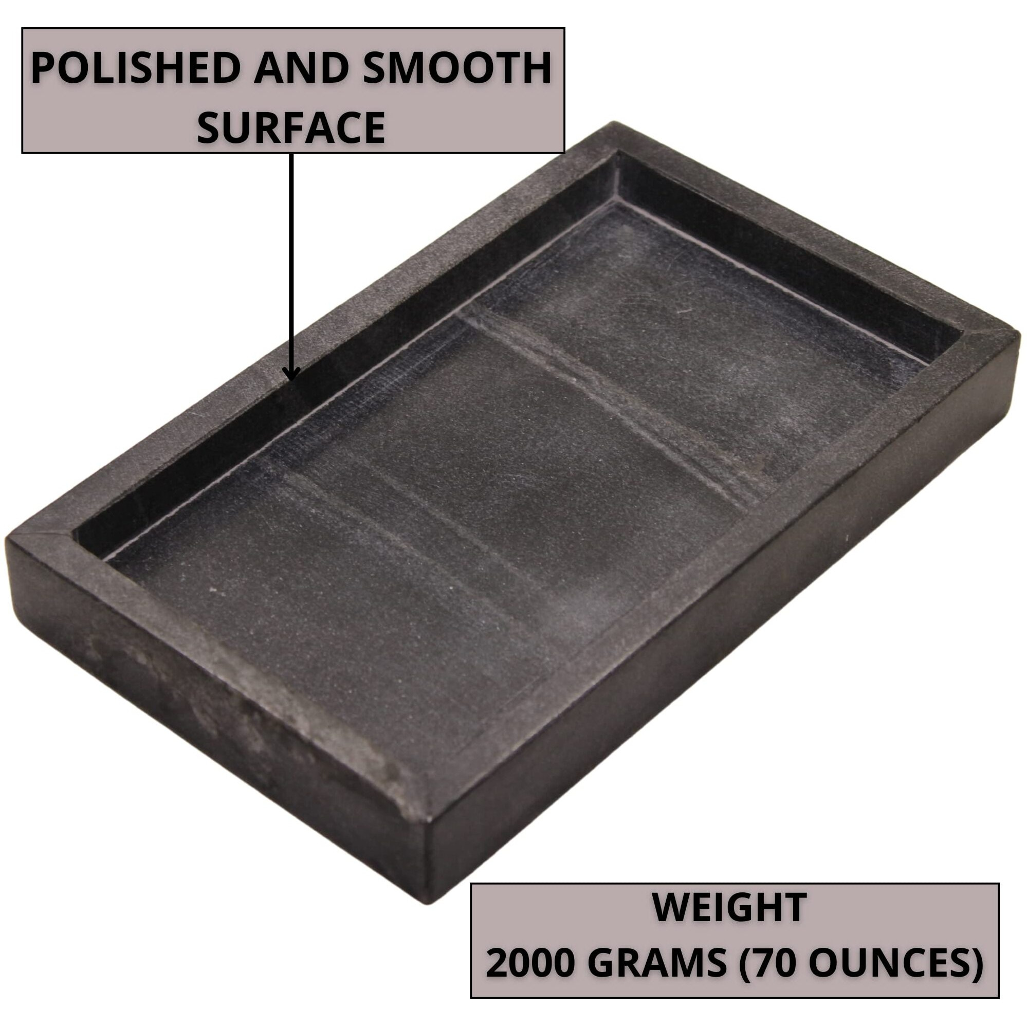 Kc Kullicraft Natural Marble Tray For Desktop/Kitchen/Vanity/Bathroom, Stone Organizer Tray For Coffee Table, Plate Holder For Tissues, Soap, Towel, Plant (Black Bright, Medium 10 X 6, Rectangular)