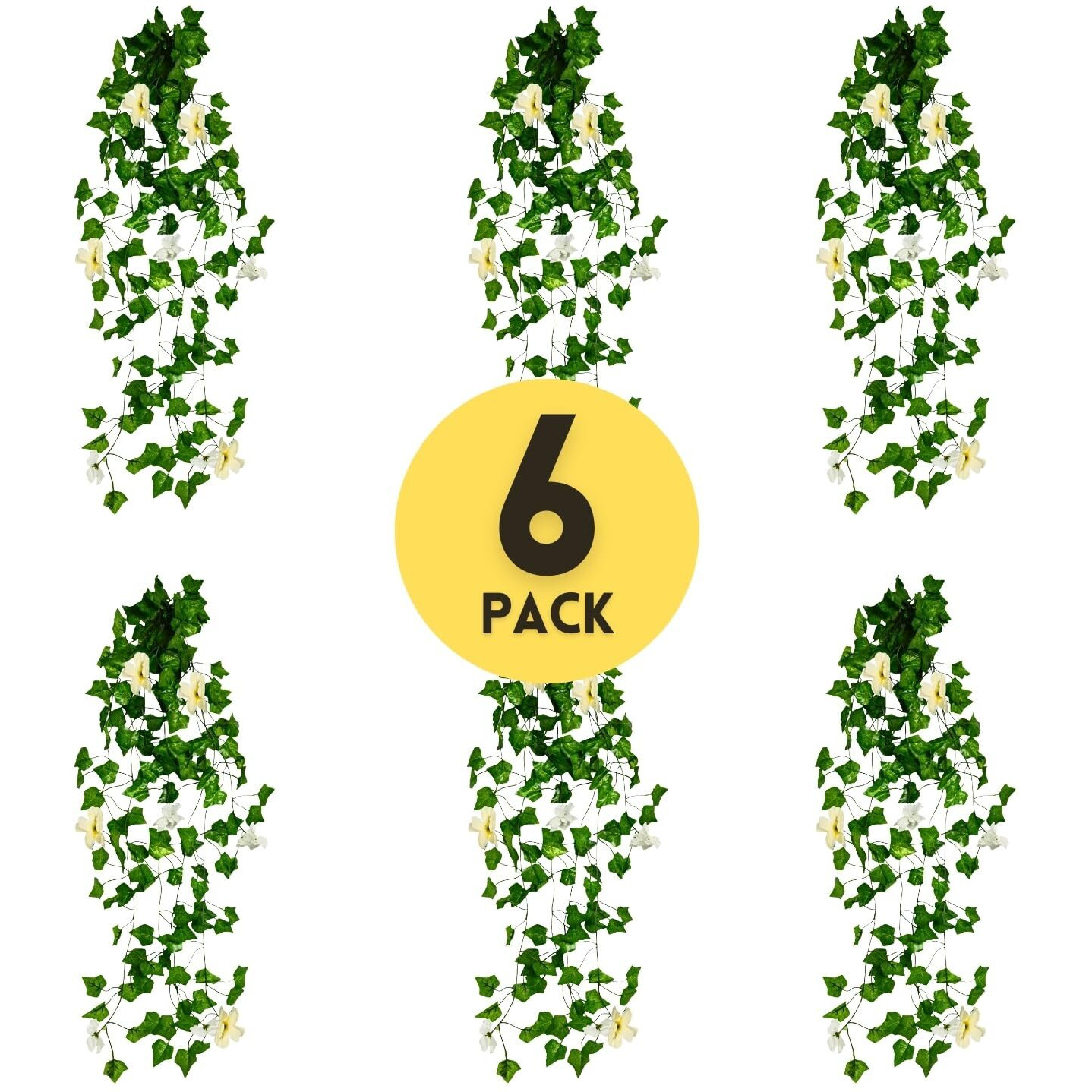 Decorebugs Artificial Flower Plants Leaves Hanging Ivy Garlands Plant Greenery Vine Creeper Home Decor Door Wall Balcony Decoration Party Festival Craft (Pack Of 6)