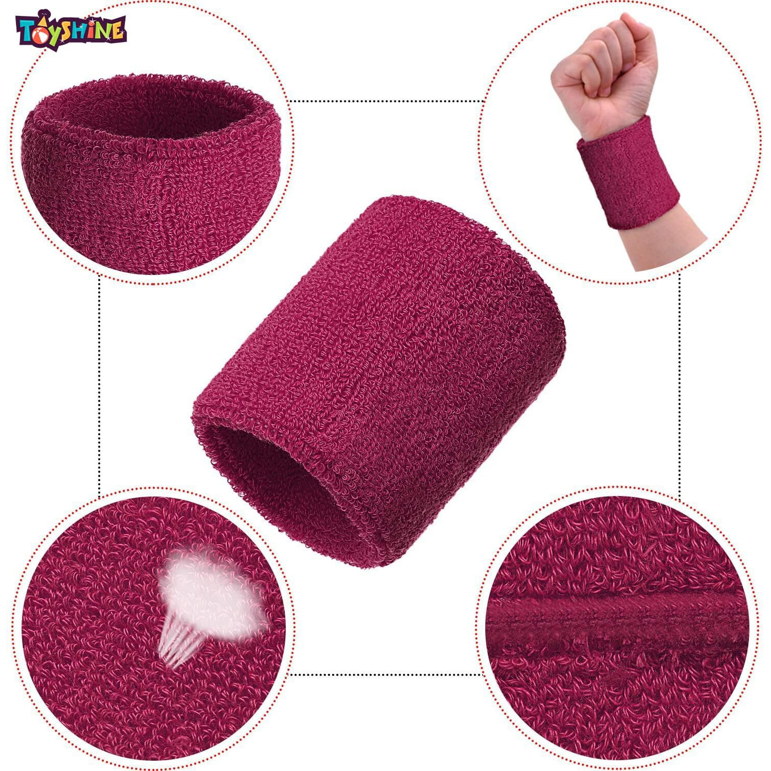 Toyshine Thick Cotton Wristbands, Athletic Sweat Bands For Sports Activities - Pack Of 5 Pairs Color May Vary (Sstp) - B Multi