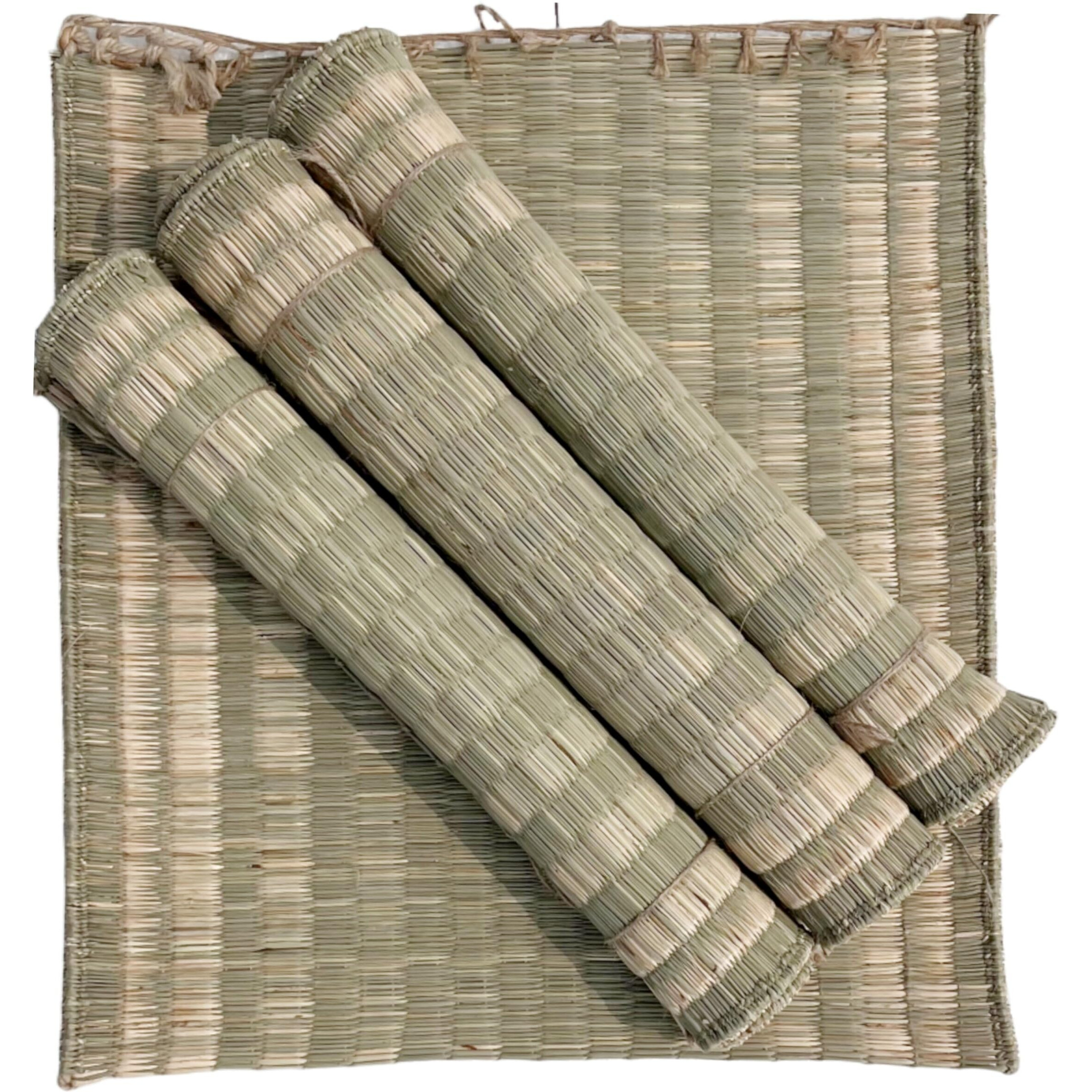 Orric Handmade Grass Kusha Aasan Eco Friendly Meditation Mat For Yoga& Aasan For Puja For Sitting Set Of 2 (Multi)