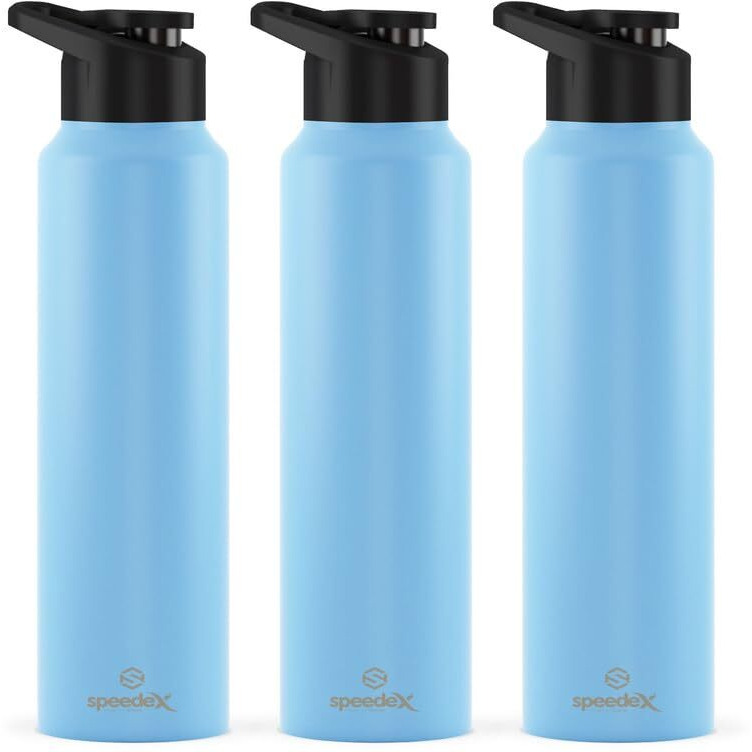 Speedex Stainless Steel Water Bottle 1 Litre, Leakproof Sipper Cap 1 Ltr, Pastel Blue, Bottles 1+ Litre For School, Gym, Office, Boys, Girls, Men, Women, Kids 1Ltr - 1000 Ml - Set Of 3