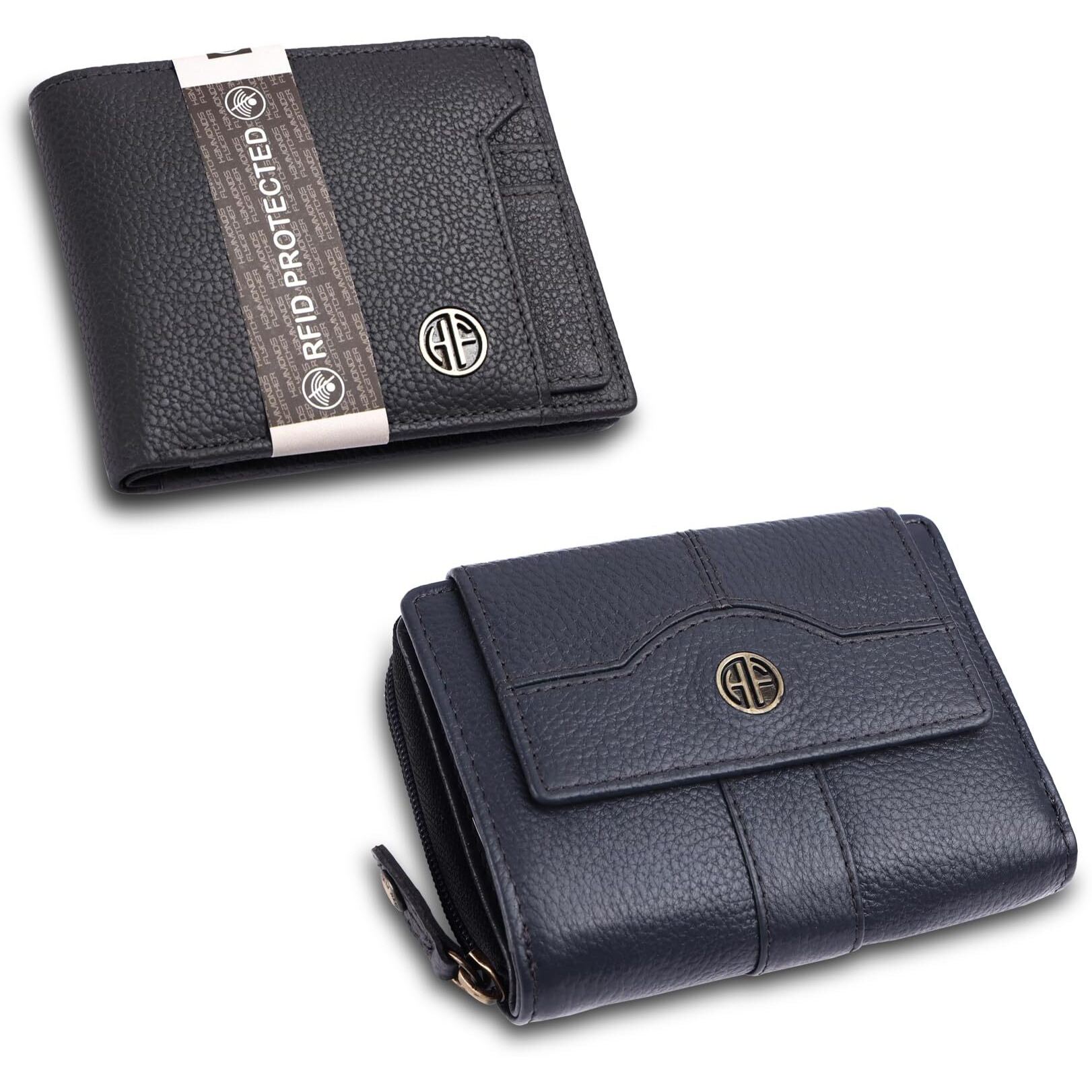 Hammonds Flycatcher Leather Wallet Combo Gift Set - Valentine Gift For Boyfriend And Girlfriend - Men's And Women's Wallets With Multiple Card Slots - Couple Gifts For Anniversary
