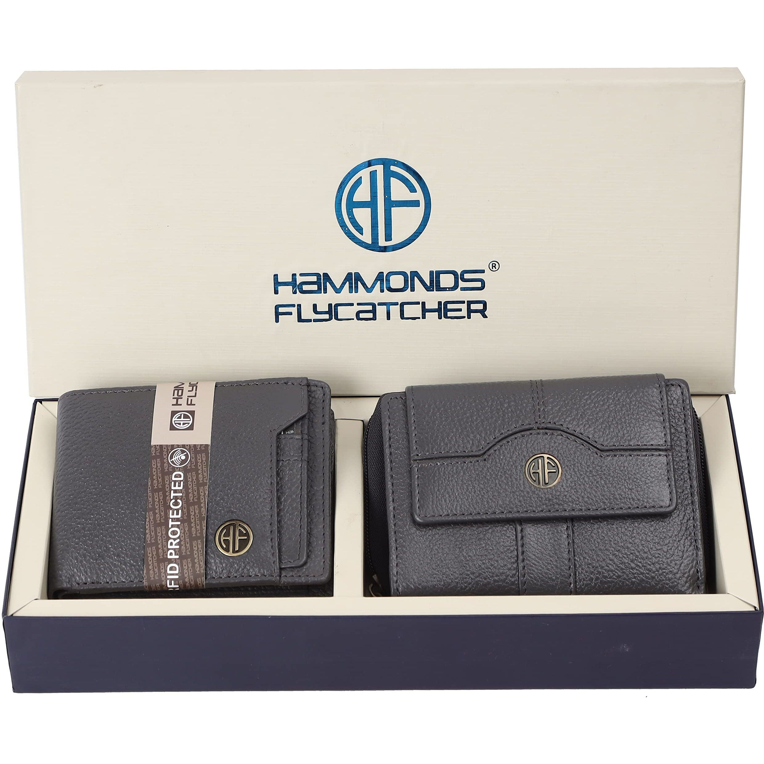 Hammonds Flycatcher Leather Wallet Combo Gift Set - Valentine Gift For Boyfriend And Girlfriend - Men's And Women's Wallets With Multiple Card Slots - Couple Gifts For Anniversary