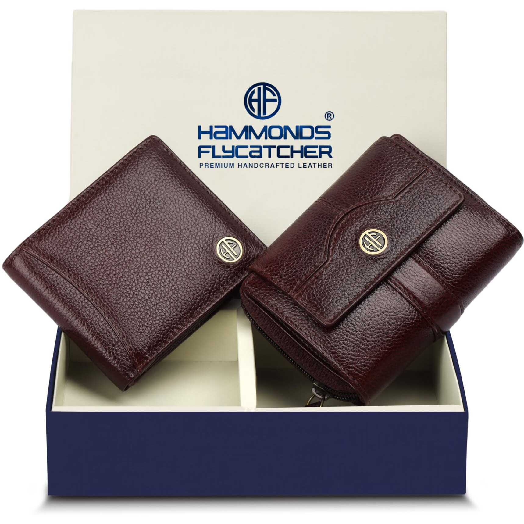 Hammonds Flycatcher Leather Wallet Combo Gift Set - Valentine Gift For Boyfriend And Girlfriend - Men's And Women's Wallets With Multiple Card Slots - Couple Gifts For Anniversary