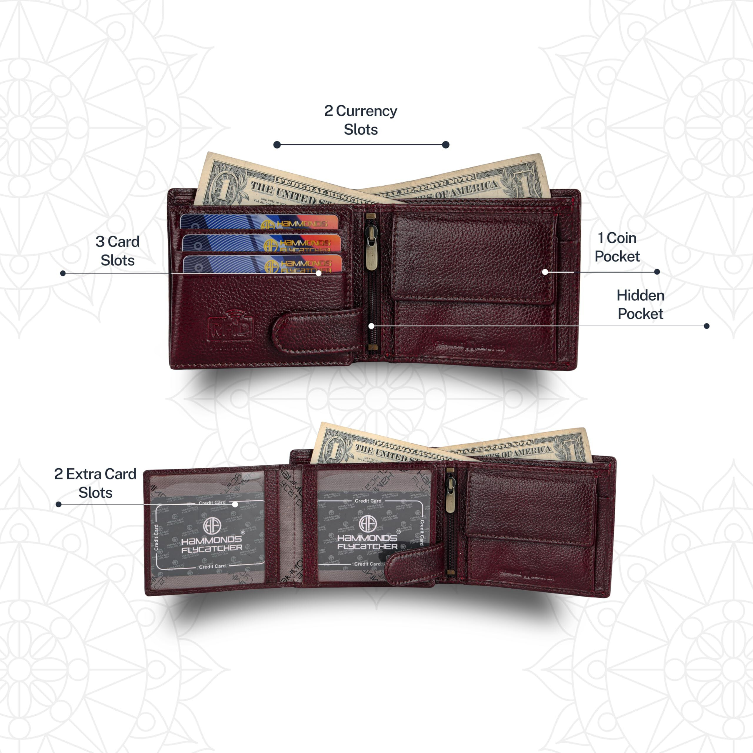 Hammonds Flycatcher Leather Wallet Combo Gift Set - Valentine Gift For Boyfriend And Girlfriend - Men's And Women's Wallets With Multiple Card Slots - Couple Gifts For Anniversary