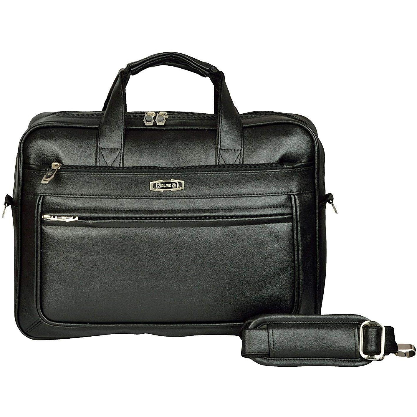 Zipline Office Faux Leather Laptop Bag For Men - Fits 14/15/15.6 Inch Laptop/Tablet Messenger Bags For Mens (1-Black Bag)