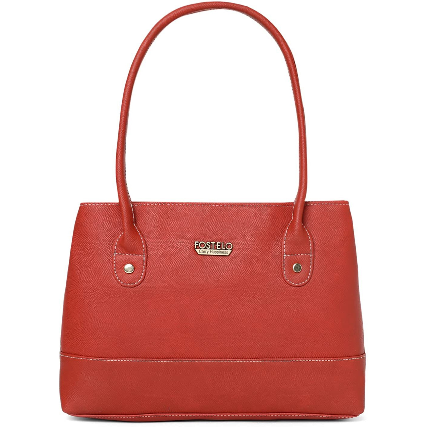 Fostelo Women's Vegan Leather Feathers Handbag Shoulder Hobo Bag Ladies Purse (Red) (Medium)