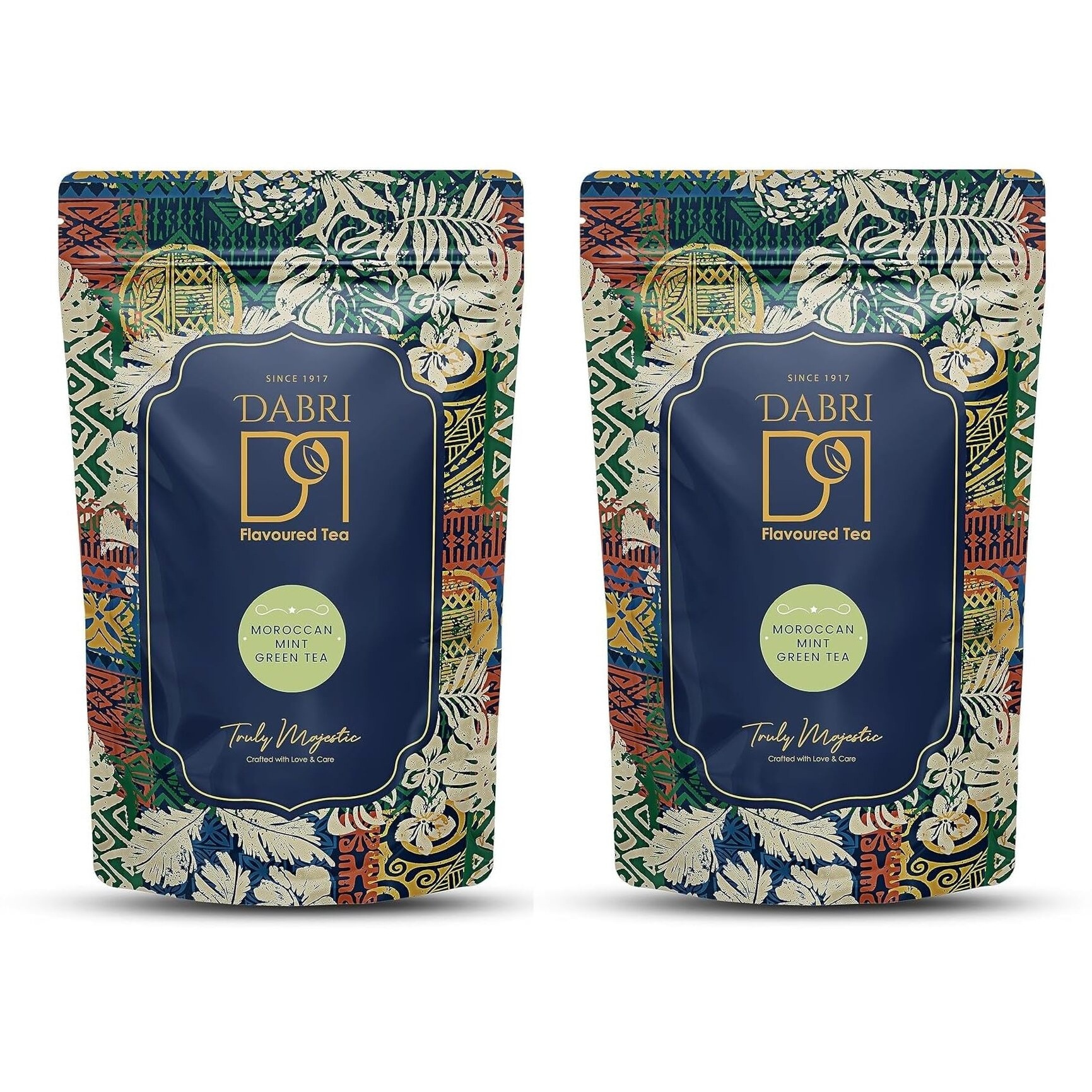 Dabri Moroccan Mint Green Tea 200Gm For Help For Weight Management, Reduce Stress & Maintain Blood Pressure, Loose Leaves (Pack Of 2-100Gm Pouch Each)