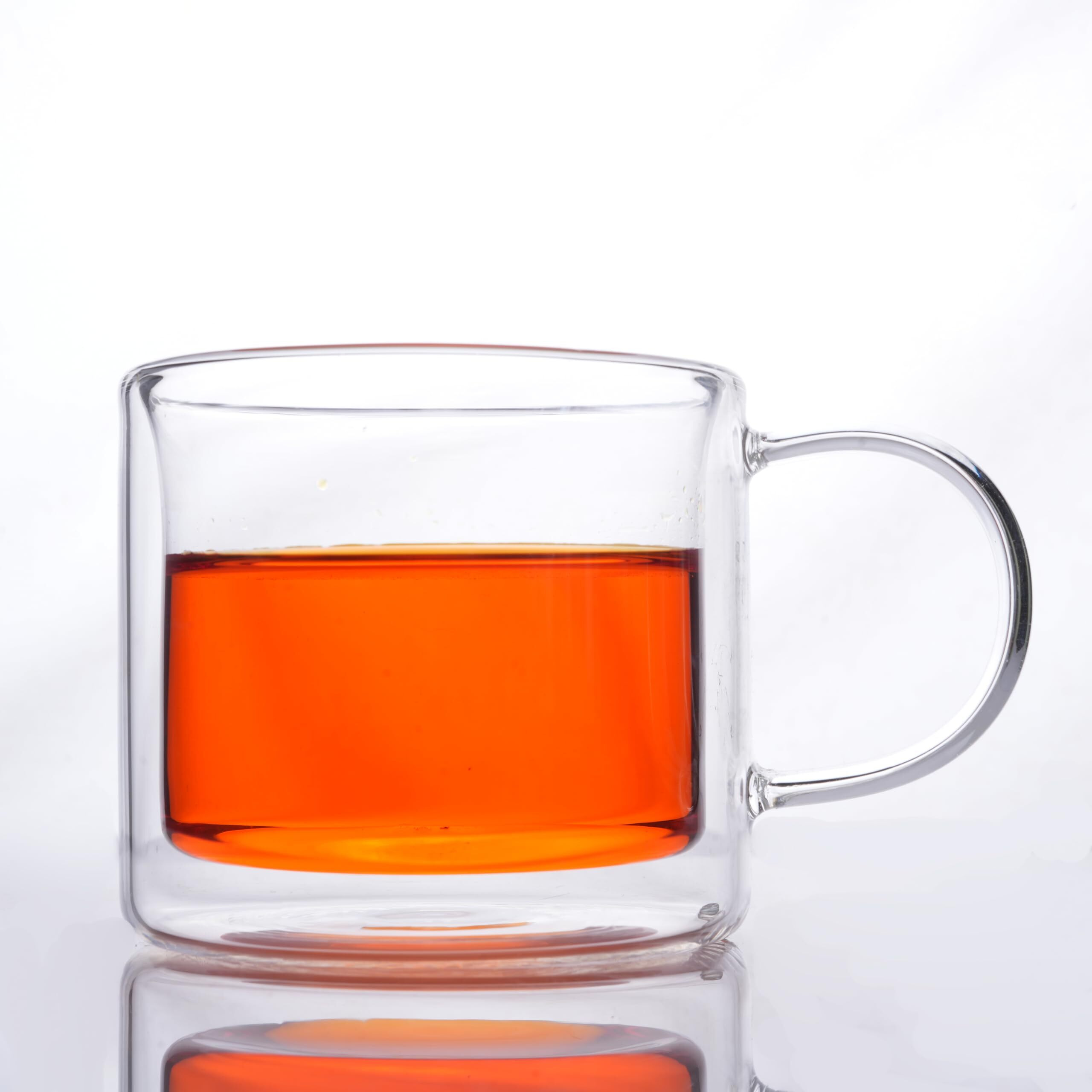 Femora Double Wall Coffee Mug 280Ml (8 Ounces), Clear Glass With Handle, Insulated Cappuccino, Tea, Latte Cup - Heat Resistant (Pack Of 2)
