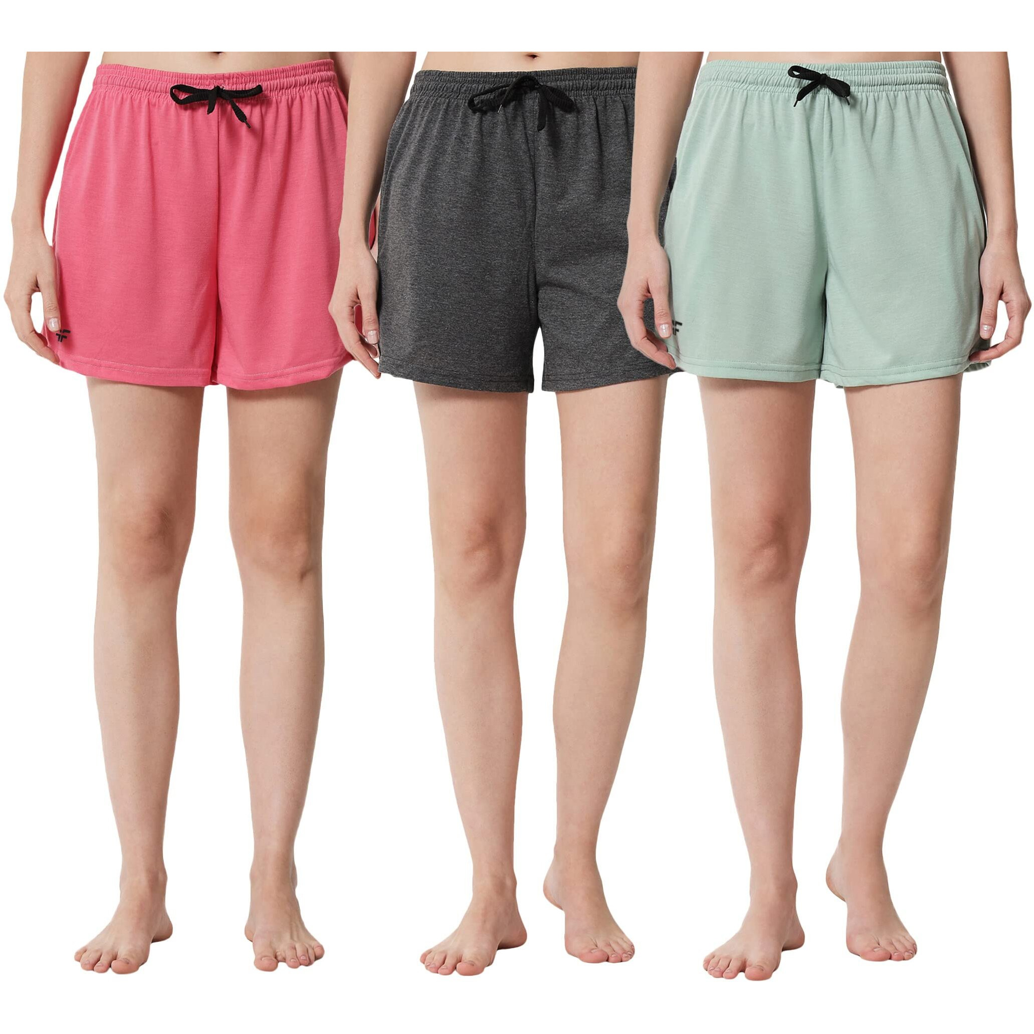Fflirtygo Women's Shorts | Shorts For Women Short Pant For Women | Charcol Grey, Pista Green & Pink Shorts | Women Shorts Night Wear | Sports Shorts For Woman Combo (Pack Of 3)