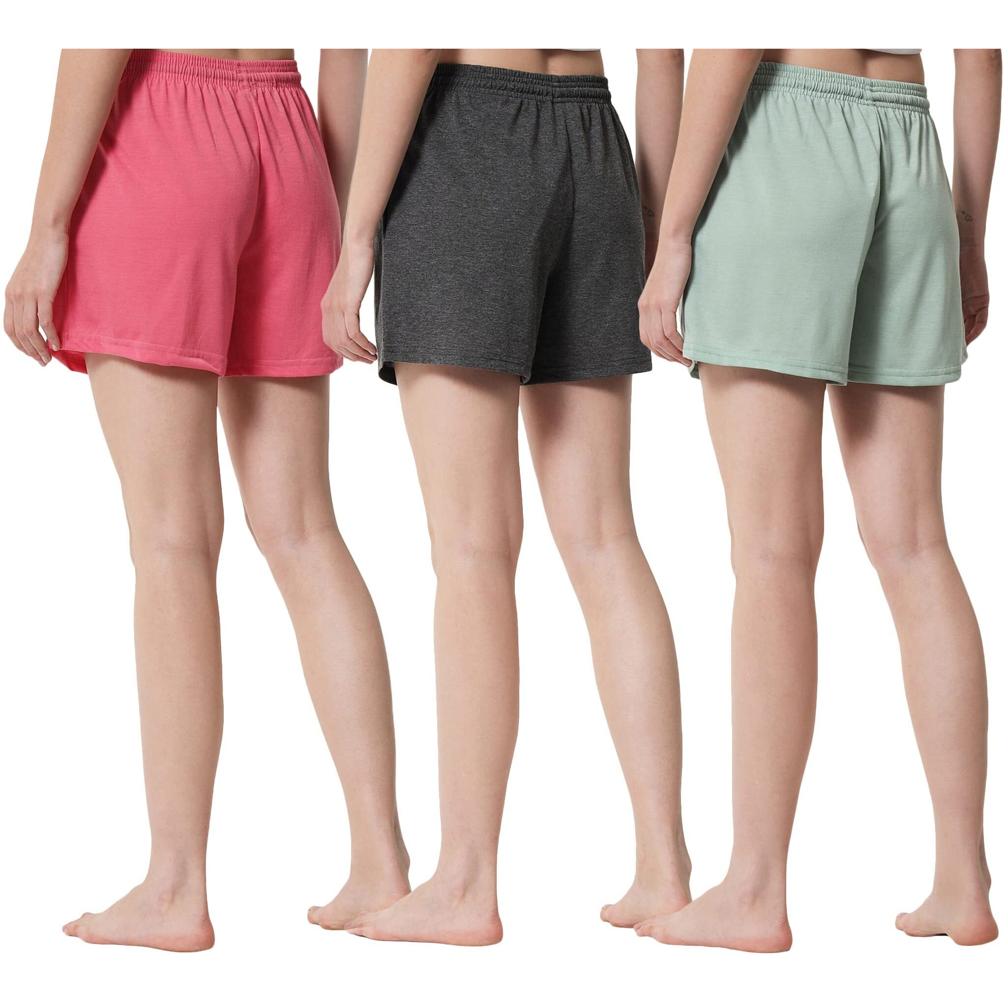 Fflirtygo Women's Shorts | Shorts For Women Short Pant For Women | Charcol Grey, Pista Green & Pink Shorts | Women Shorts Night Wear | Sports Shorts For Woman Combo (Pack Of 3)